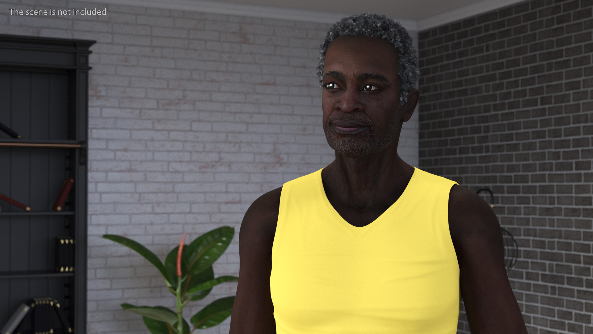 Afro American Grandpa Wearing Pajamas Rigged 3D model