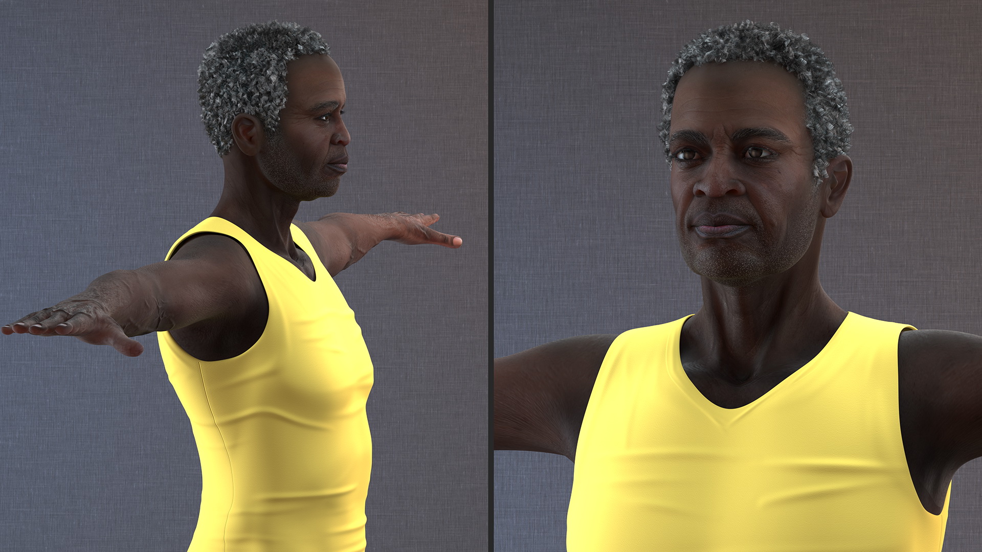 Afro American Grandpa Wearing Pajamas Rigged 3D model