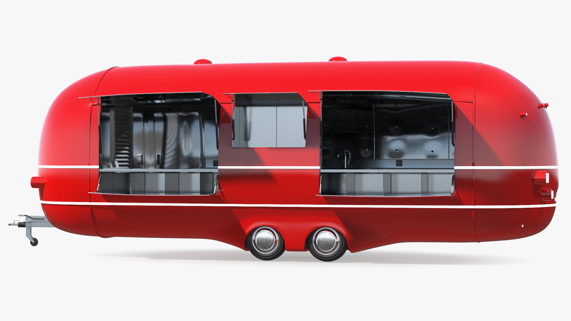 3D Street Food Truck Red Rigged model