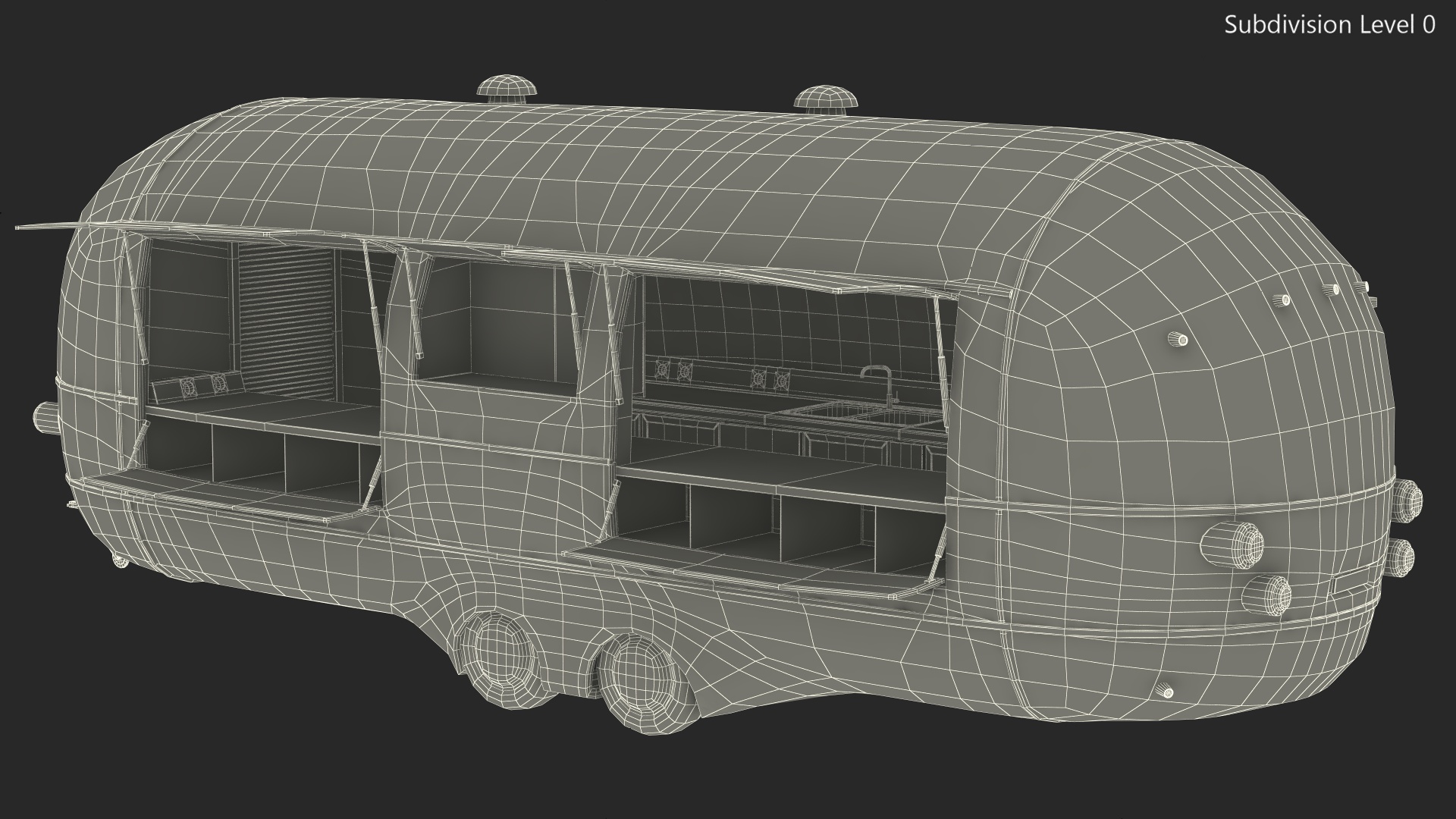 3D Street Food Truck Red Rigged model