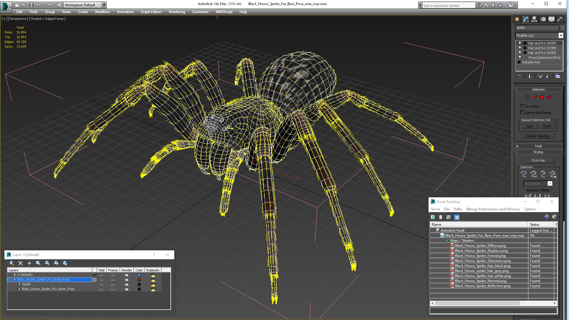 Black House Spider Fur Base Pose 3D