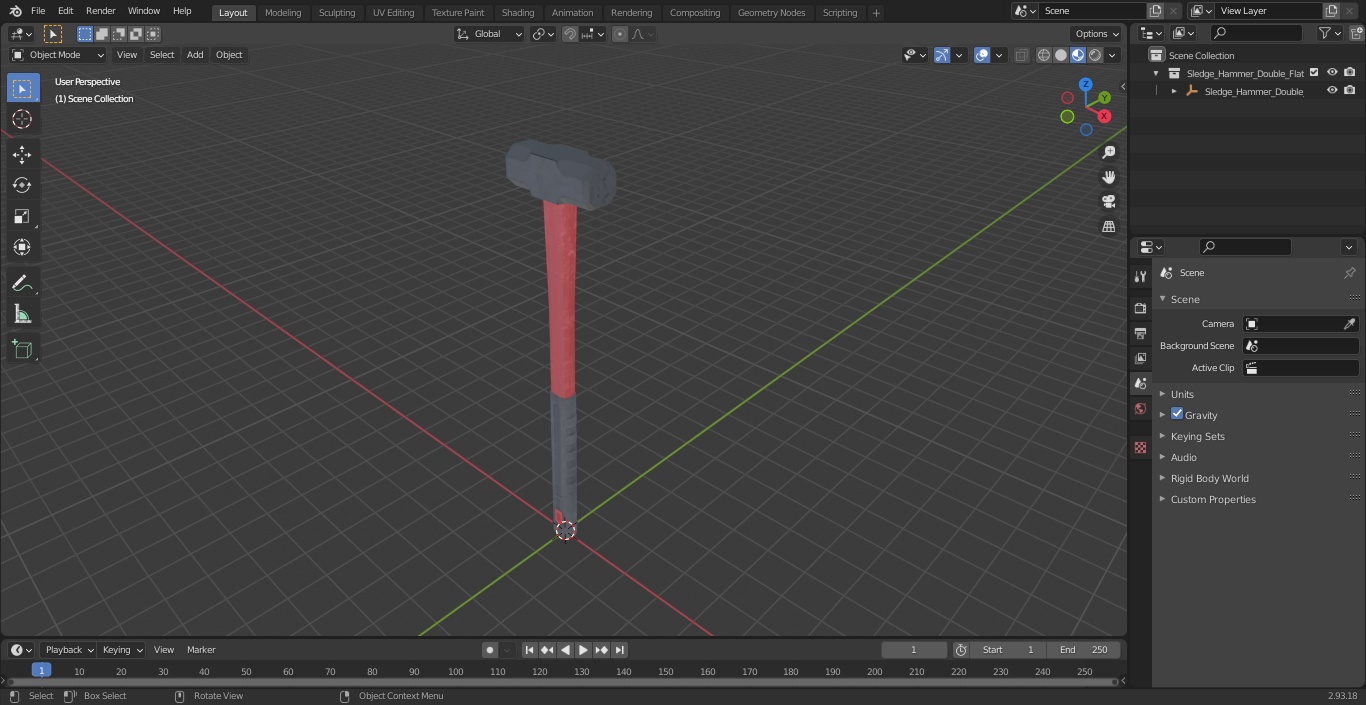 3D model Sledge Hammer Double Flat Face