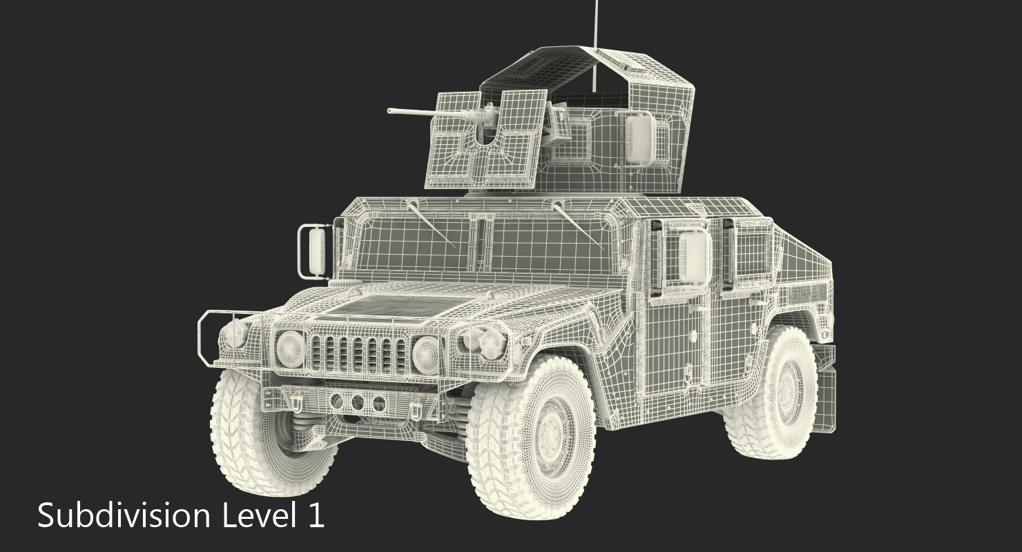 3D model Humvee M1151 Enhanced Armament Carrier Rigged Camo