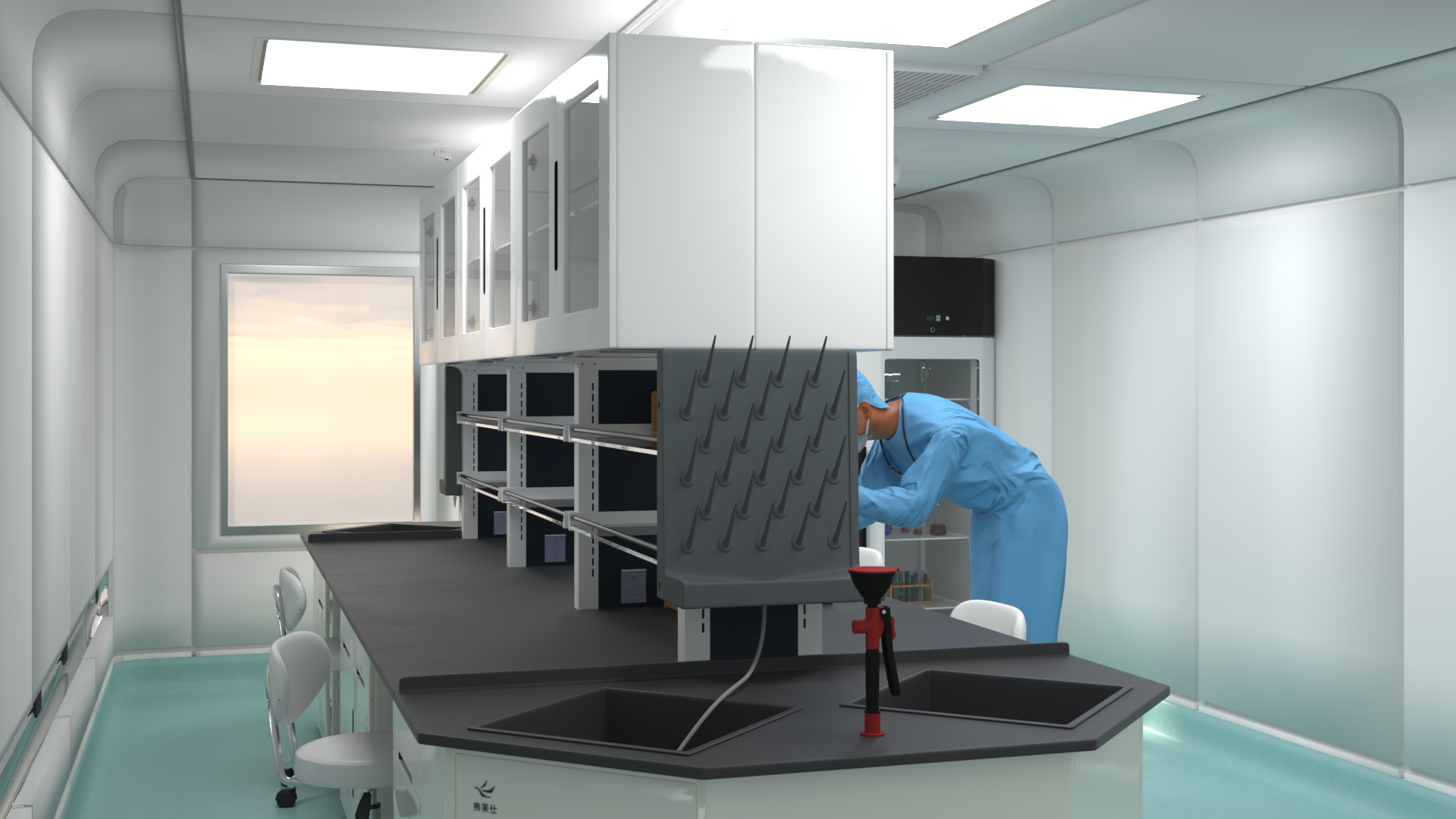 Hospital Laboratory with Personnel 3D model