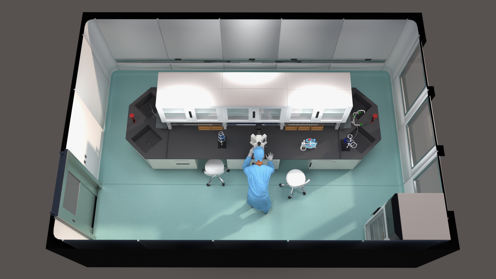 Hospital Laboratory with Personnel 3D model