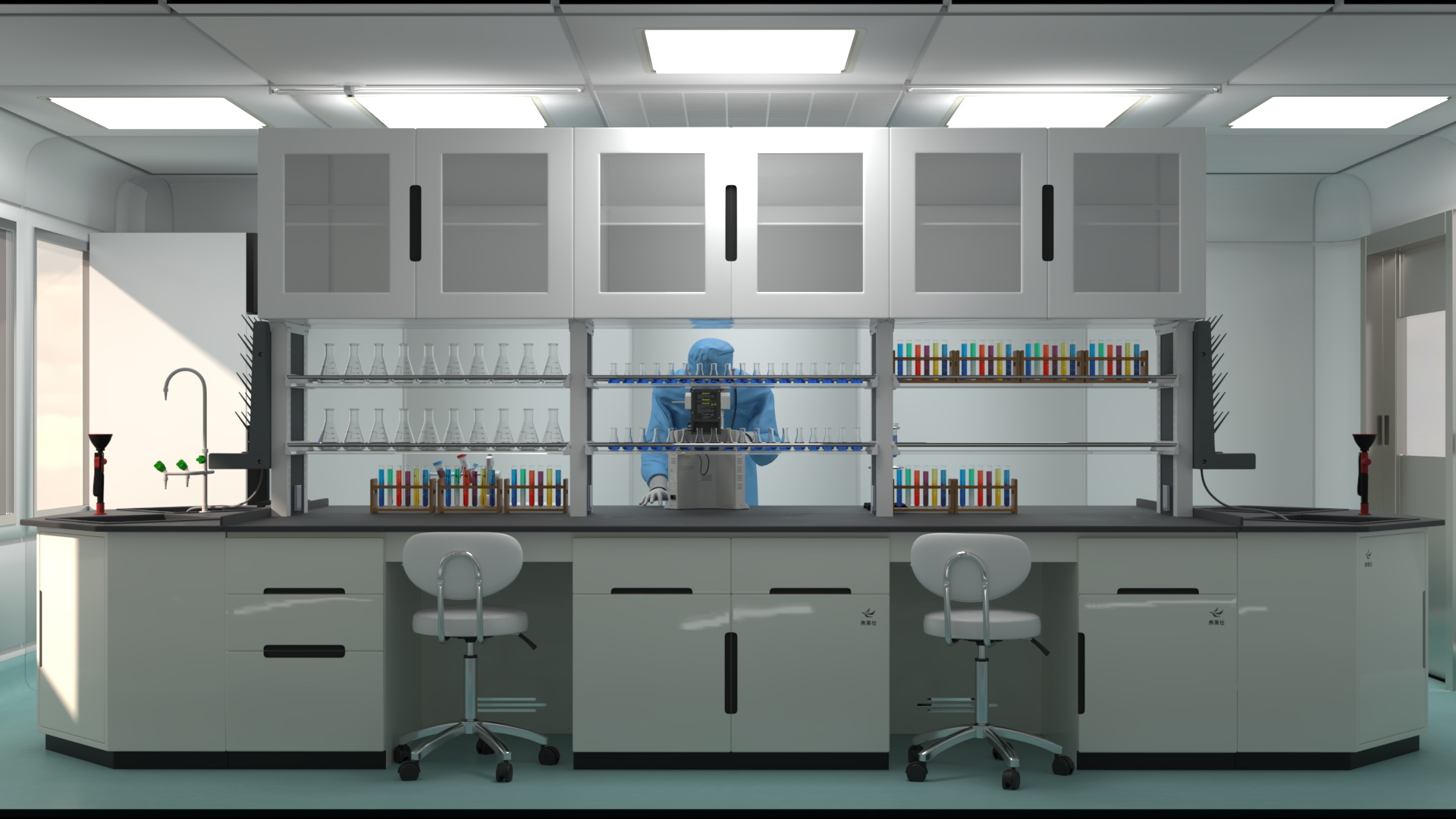 Hospital Laboratory with Personnel 3D model