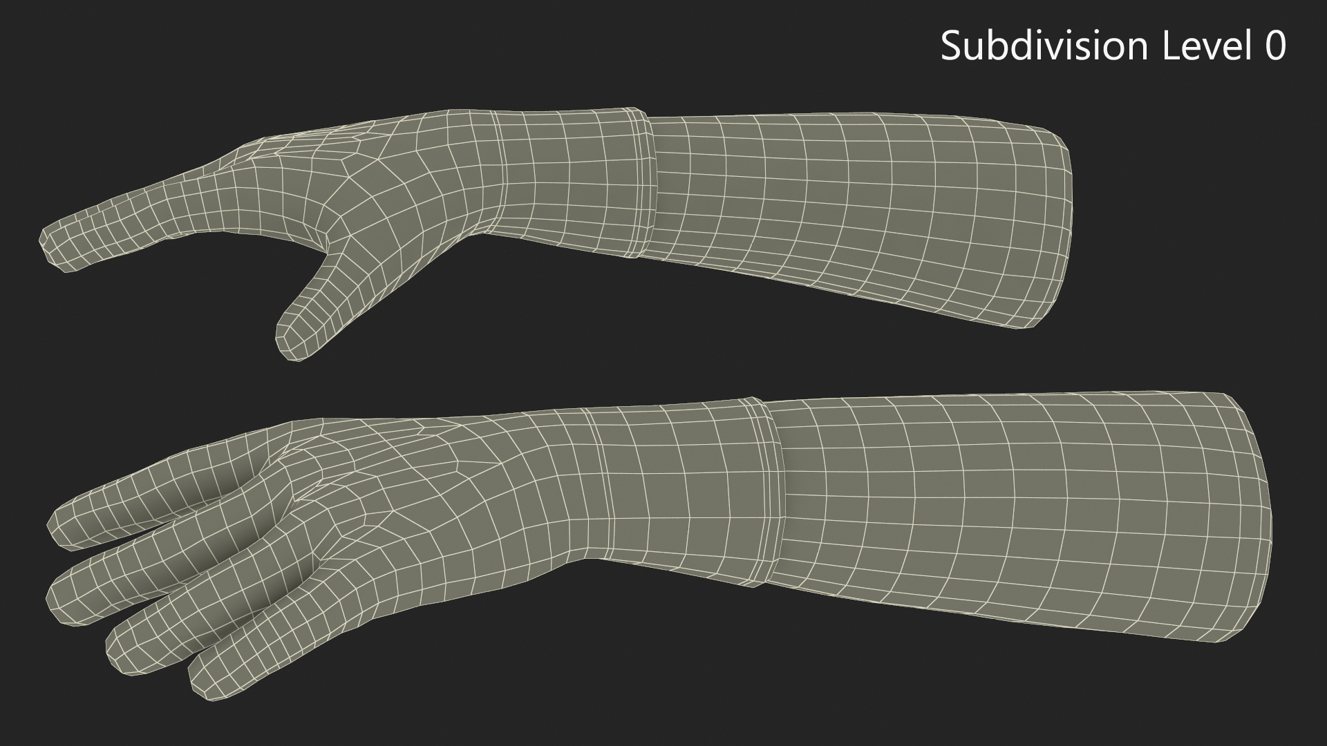 3D model Hands in Safety Work Gloves Green Rigged