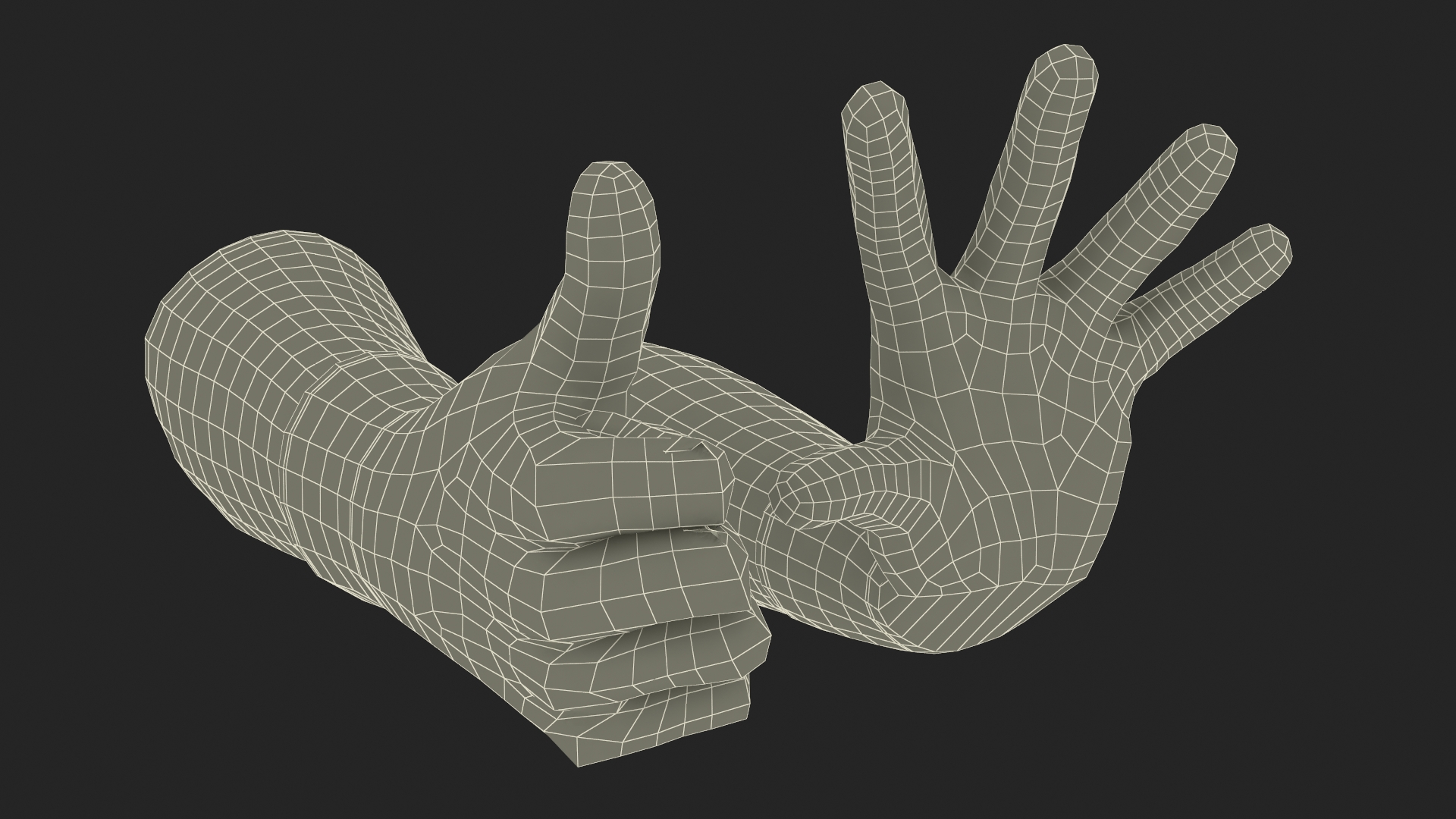 3D model Hands in Safety Work Gloves Green Rigged