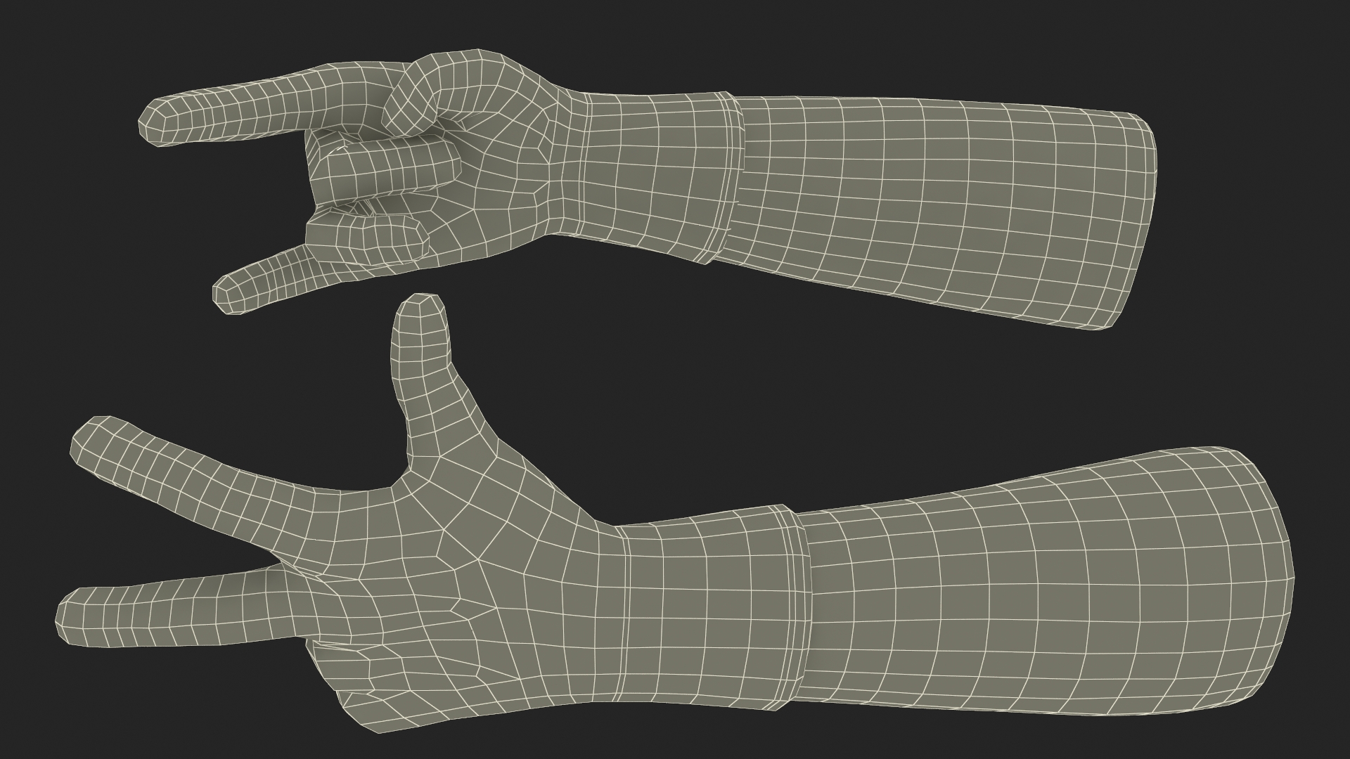 3D model Hands in Safety Work Gloves Green Rigged