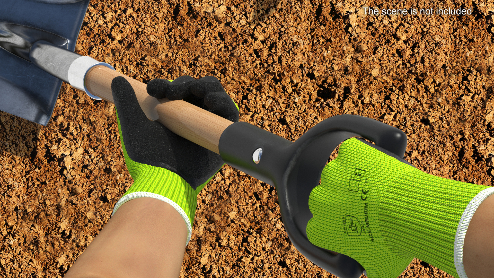 3D model Hands in Safety Work Gloves Green Rigged