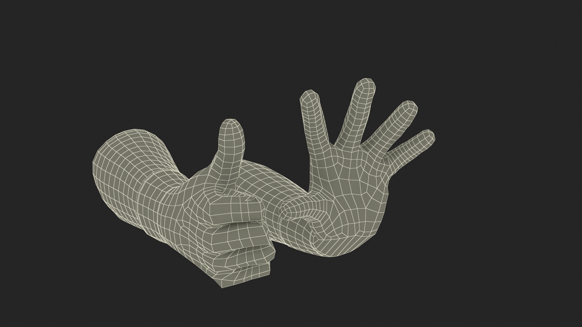 3D model Hands in Safety Work Gloves Green Rigged