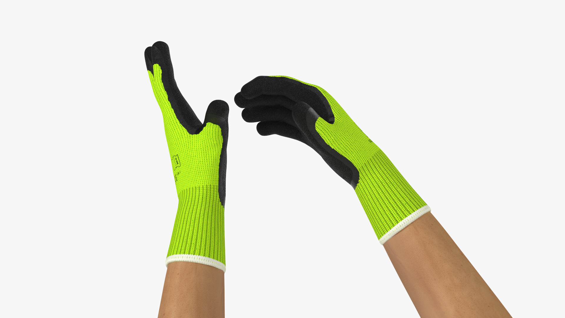 3D model Hands in Safety Work Gloves Green Rigged