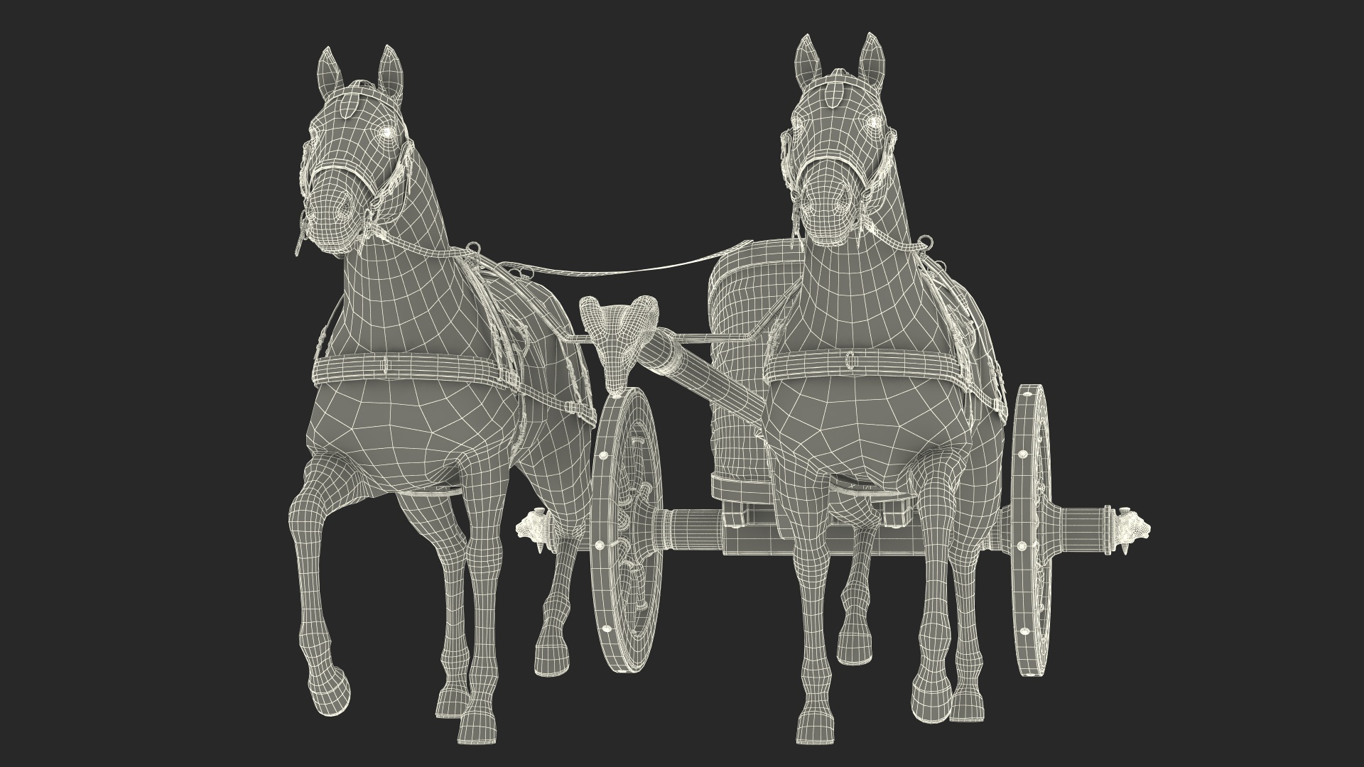 Roman Chariot with Horses Fur 3D model