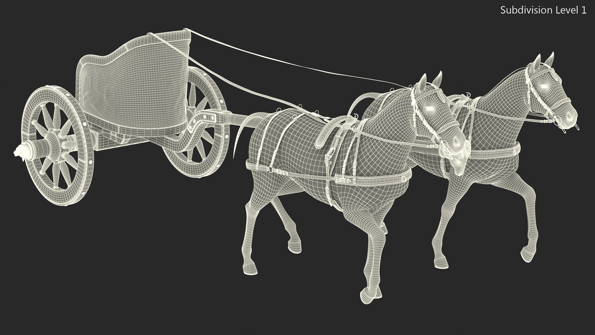 Roman Chariot with Horses Fur 3D model