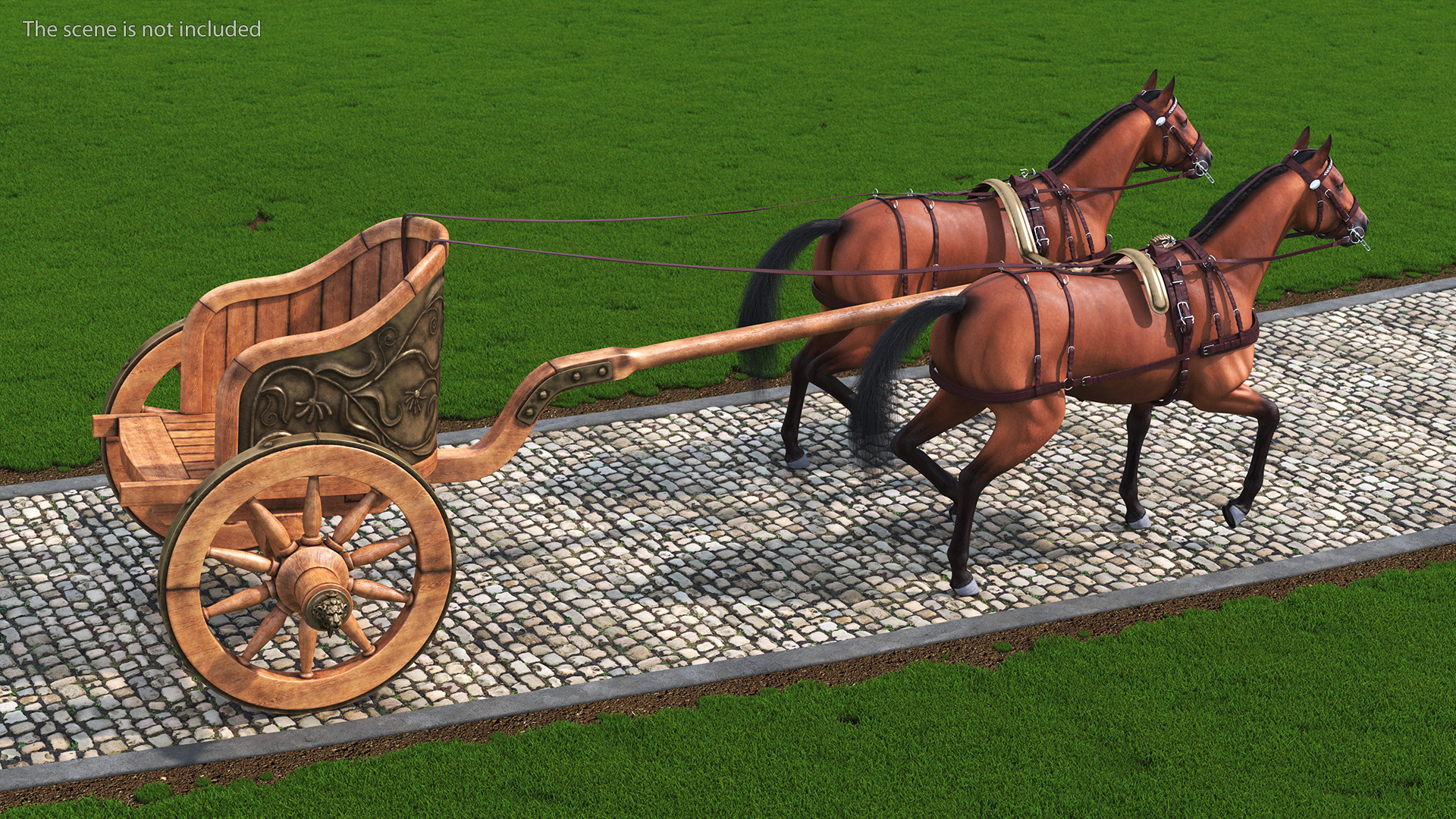 Roman Chariot with Horses Fur 3D model