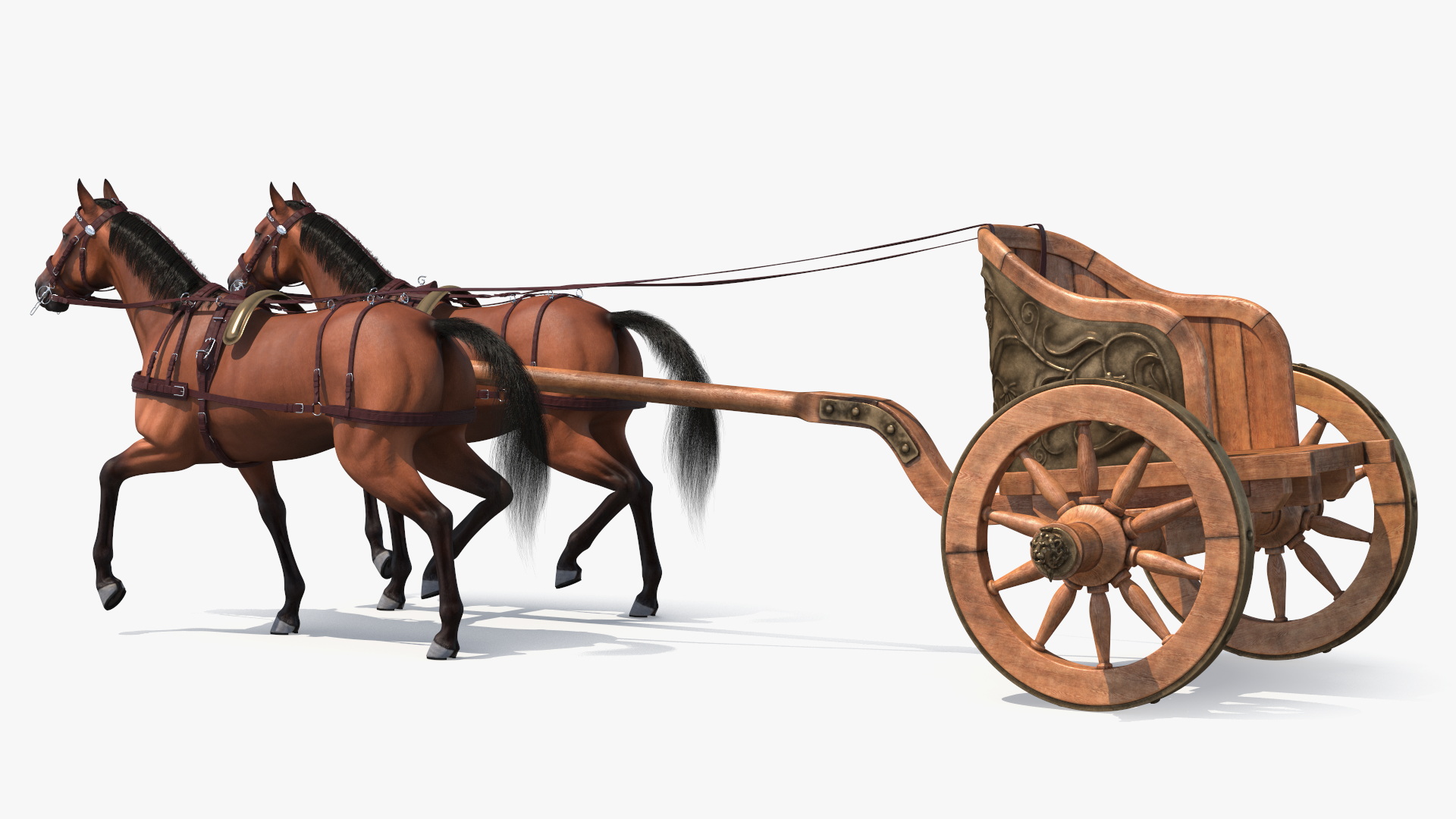 Roman Chariot with Horses Fur 3D model