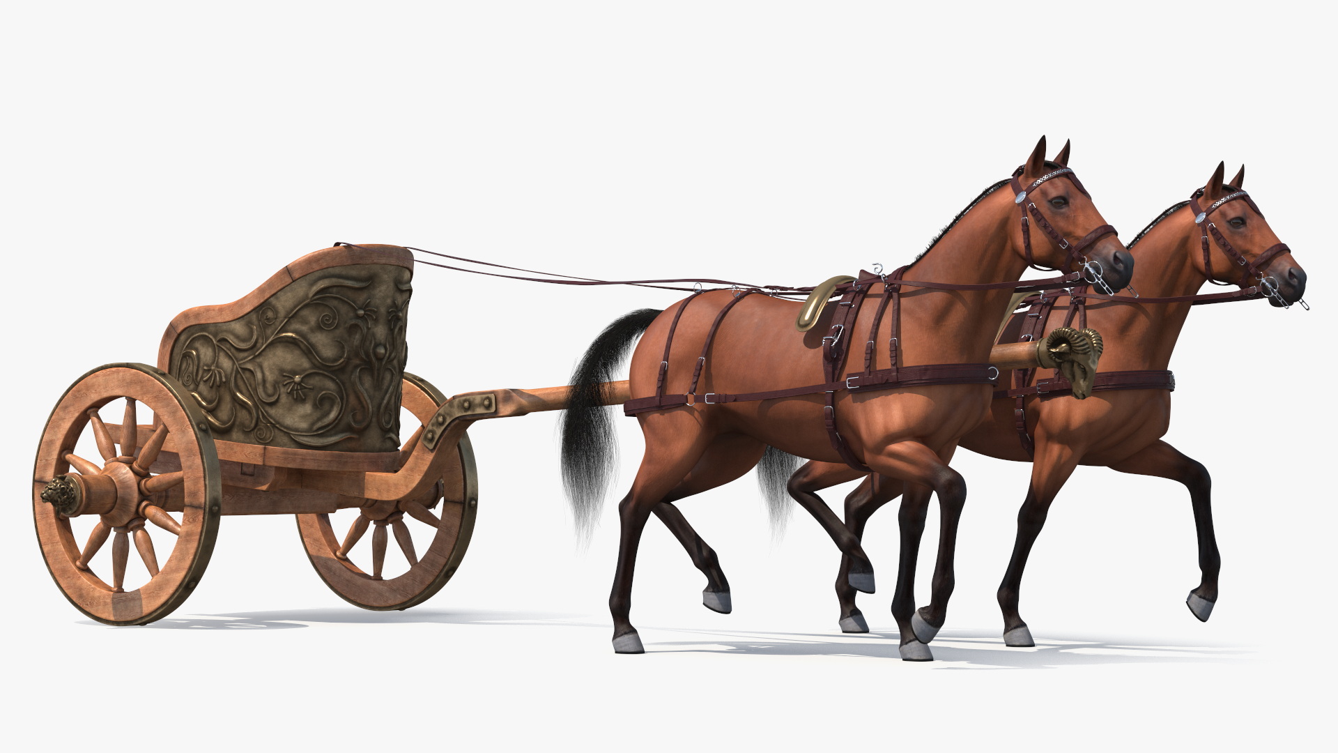 Roman Chariot with Horses Fur 3D model