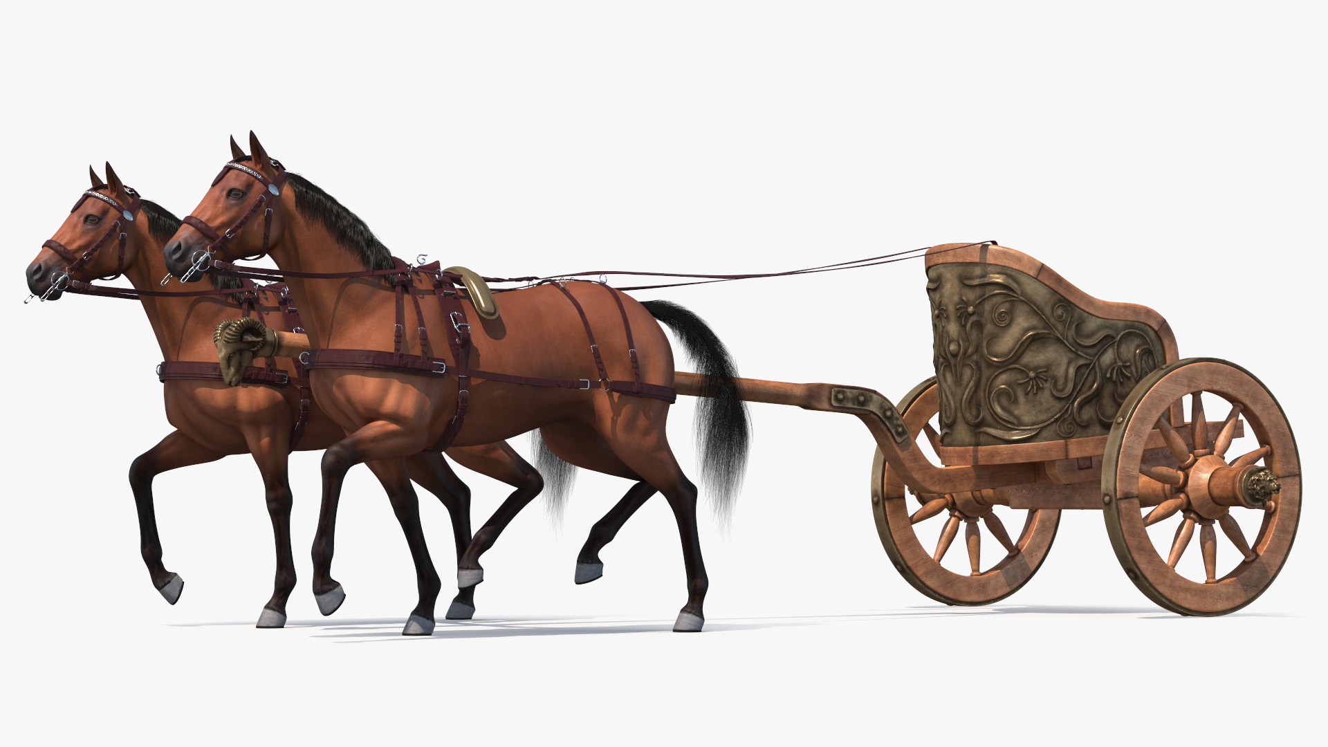 Roman Chariot with Horses Fur 3D model