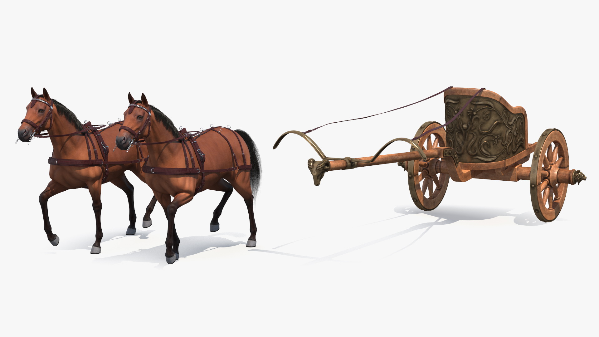 Roman Chariot with Horses Fur 3D model