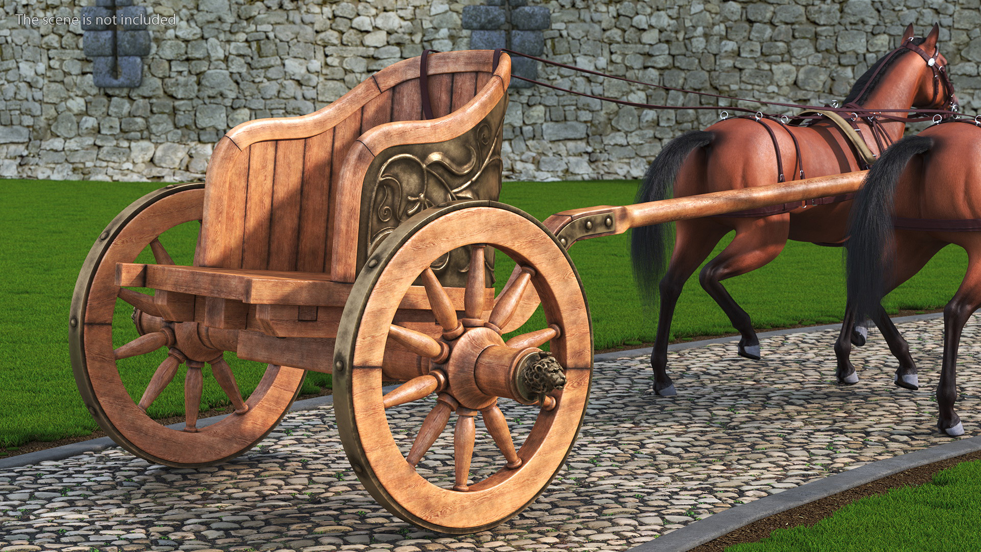 Roman Chariot with Horses Fur 3D model