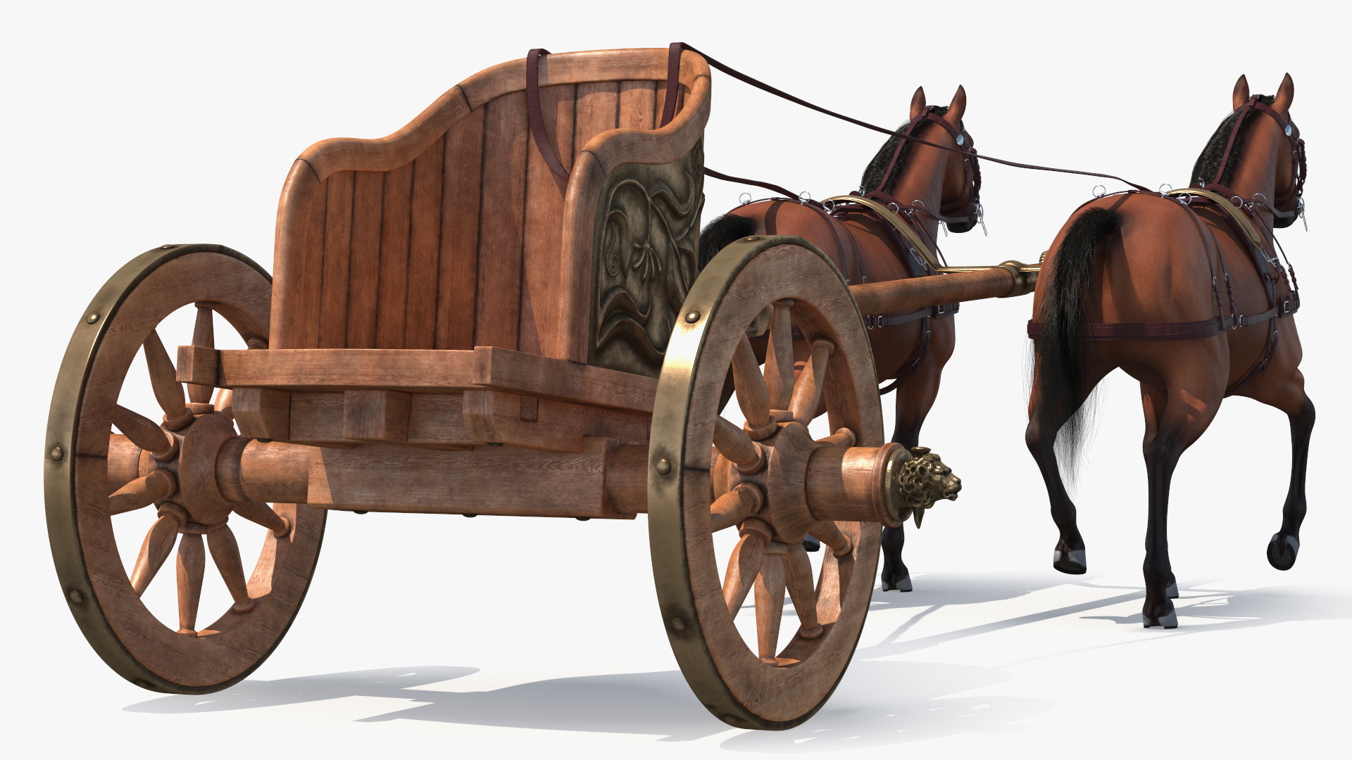 Roman Chariot with Horses Fur 3D model