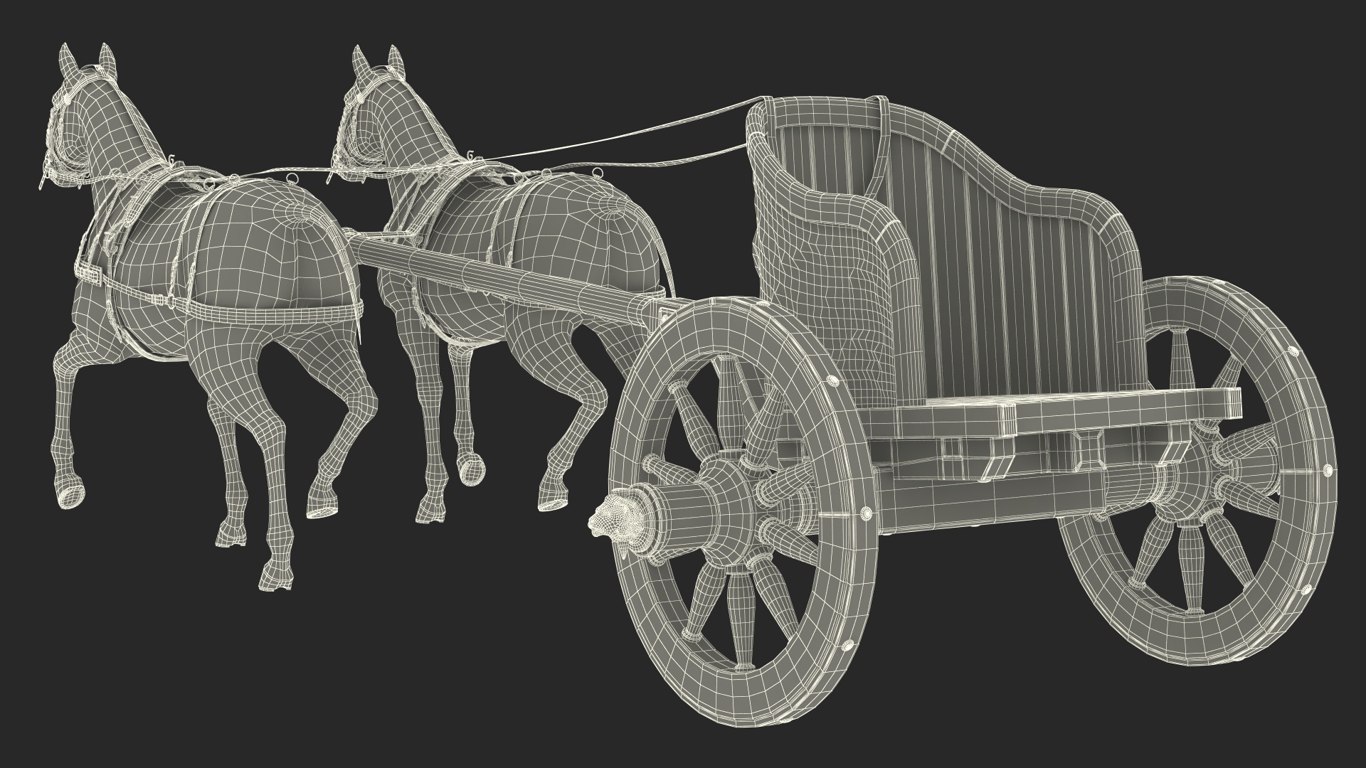 Roman Chariot with Horses Fur 3D model