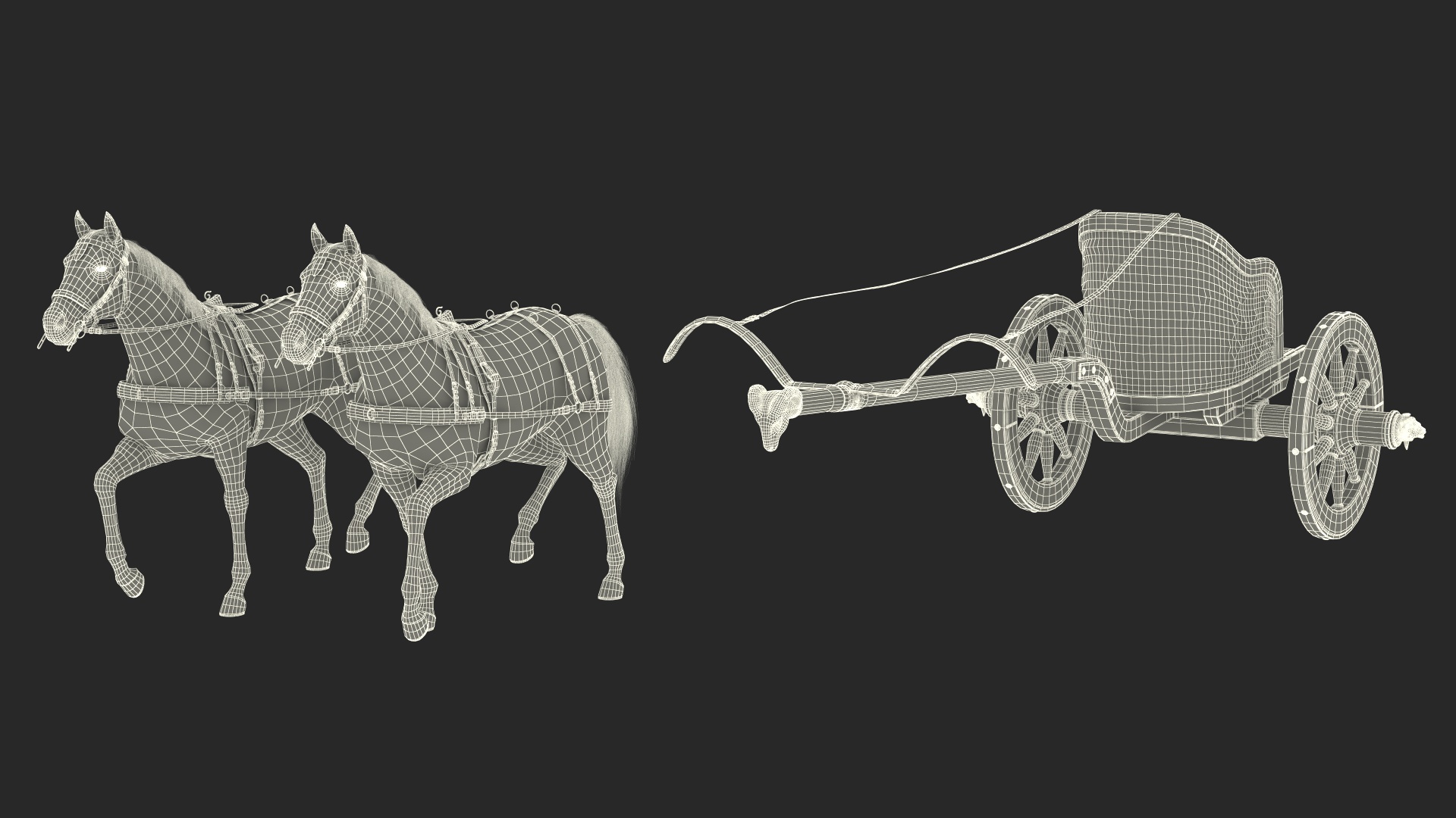 Roman Chariot with Horses Fur 3D model