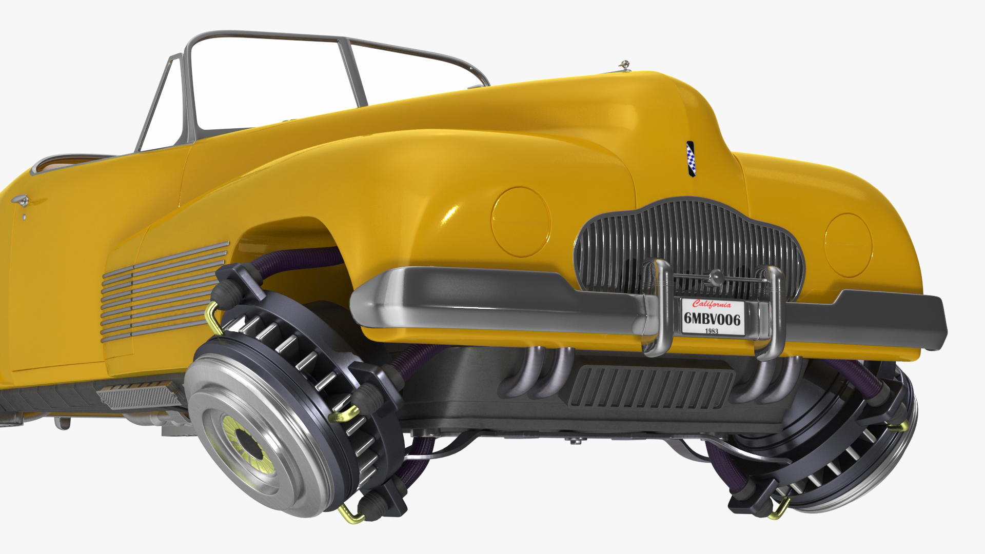 3D Sci Fi Hover Car Retro New Yellow model