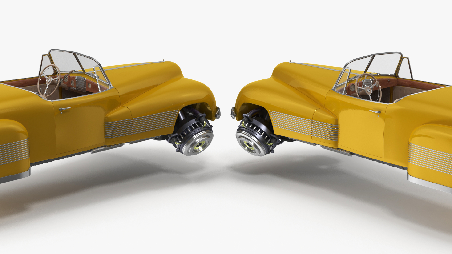 3D Sci Fi Hover Car Retro New Yellow model