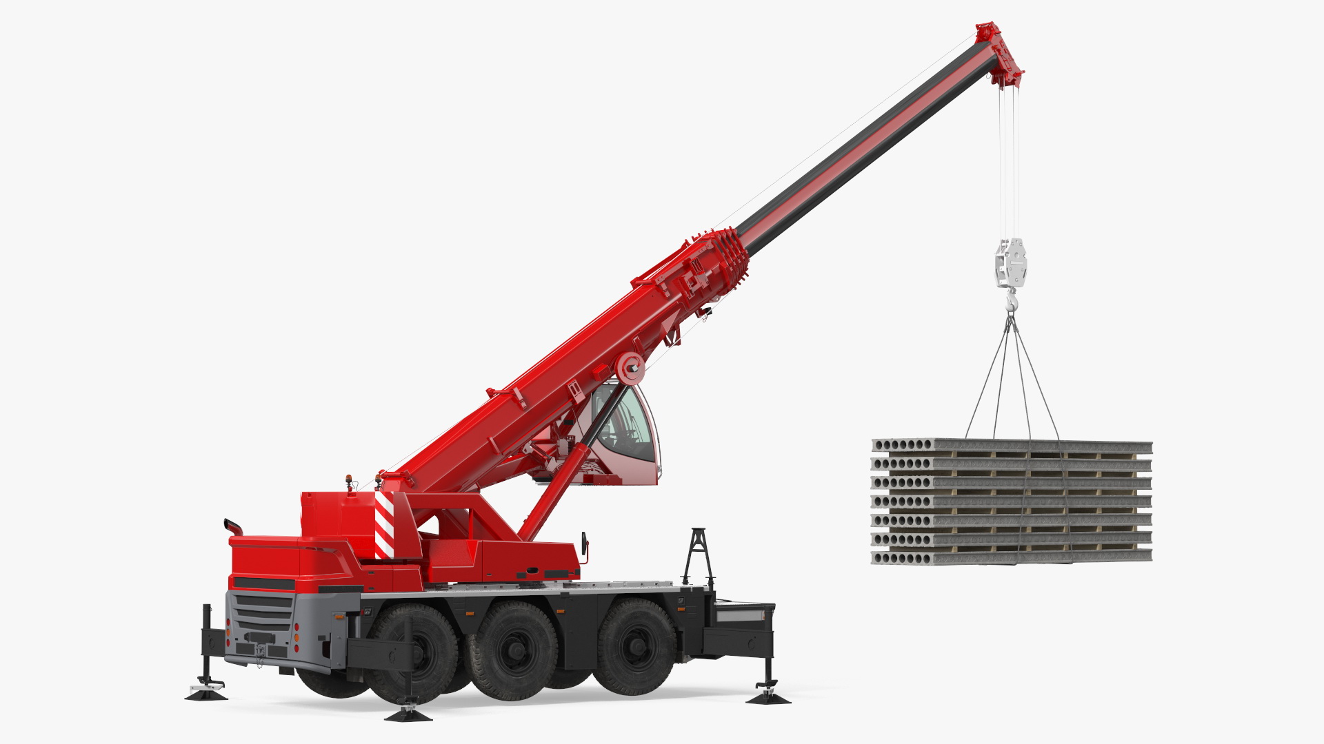 Mobile Crane With Concrete Slab Rigged for Cinema 4D 3D