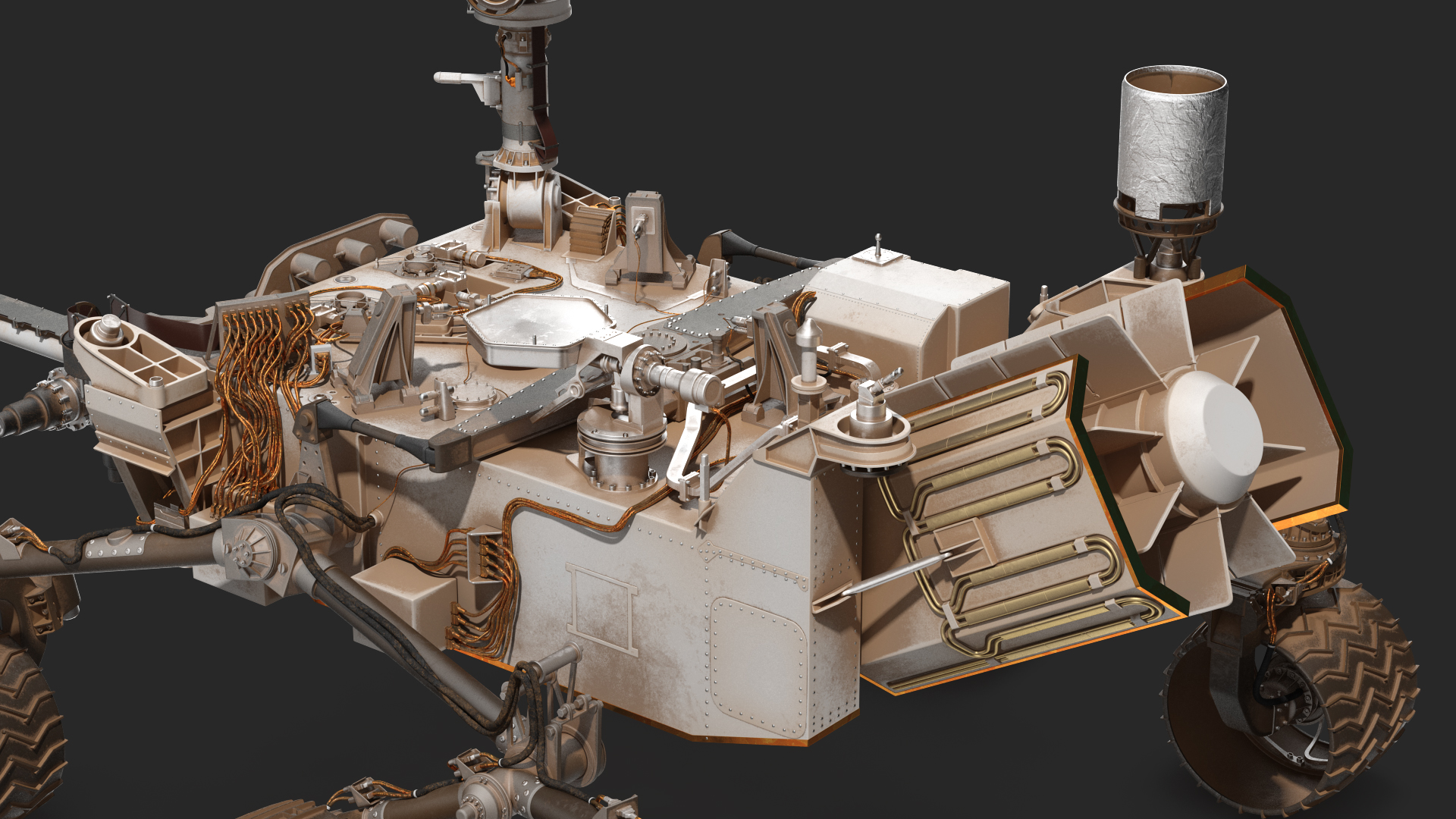 3D Curiosity Mars Rover Dusty