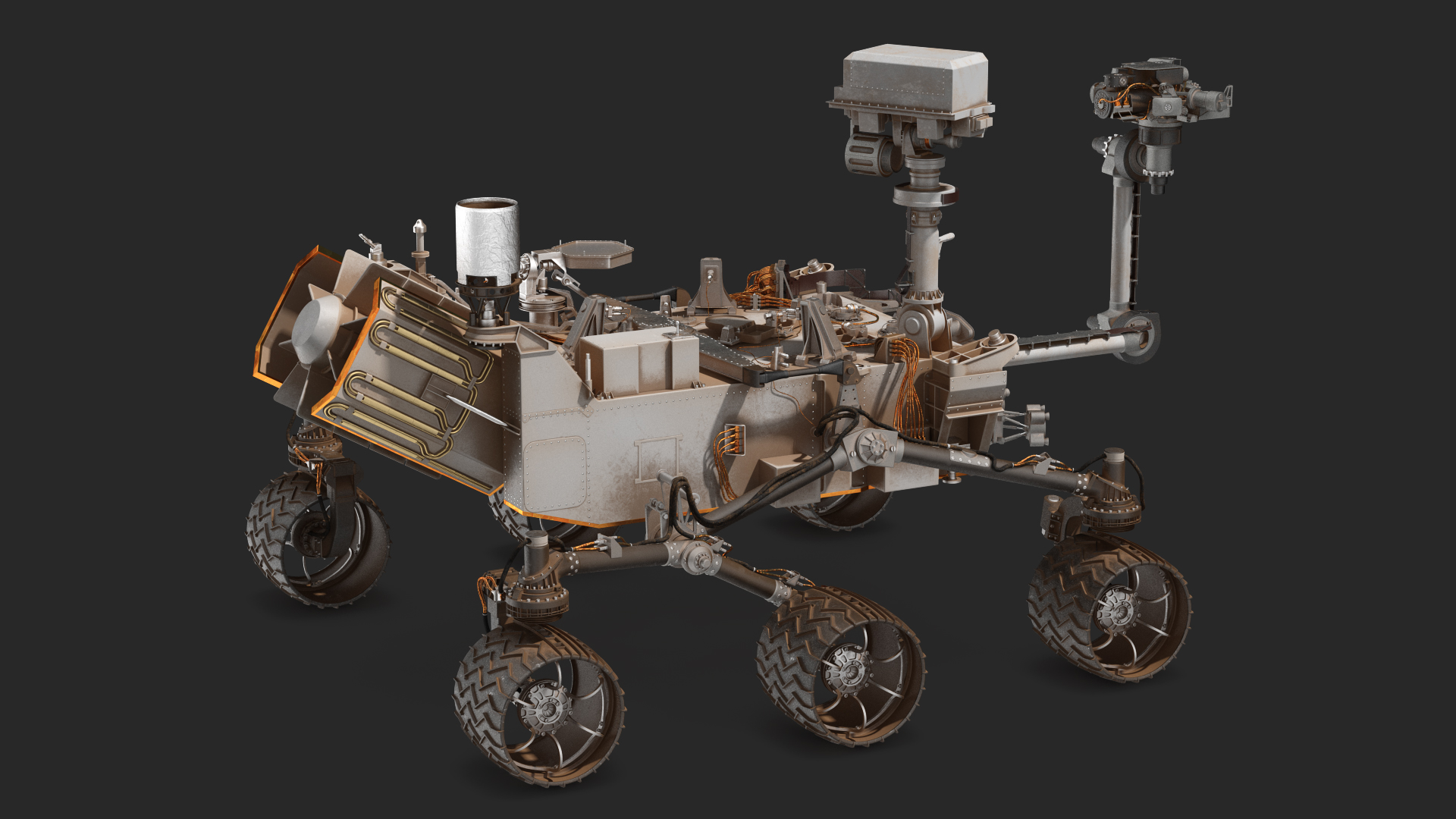 3D Curiosity Mars Rover Dusty