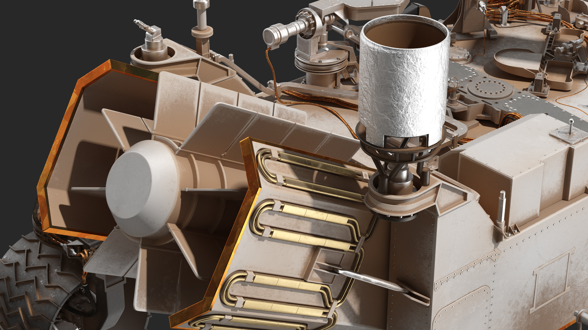 3D Curiosity Mars Rover Dusty