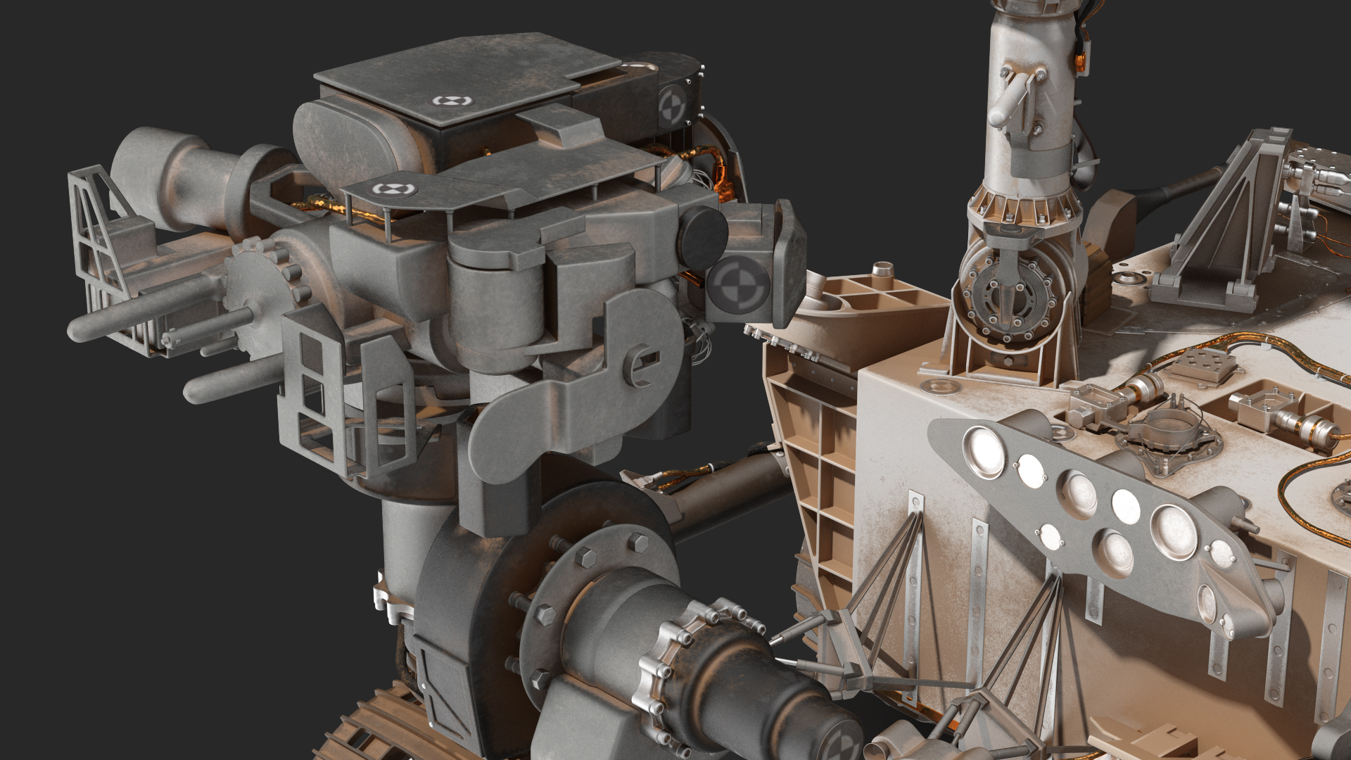 3D Curiosity Mars Rover Dusty