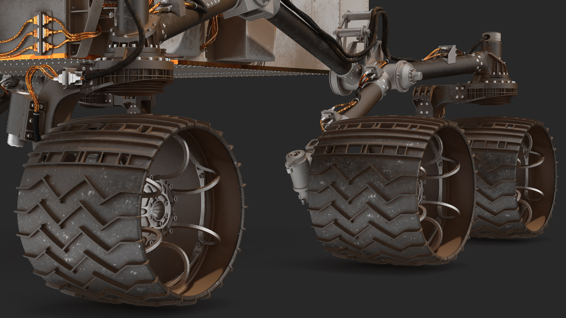 3D Curiosity Mars Rover Dusty