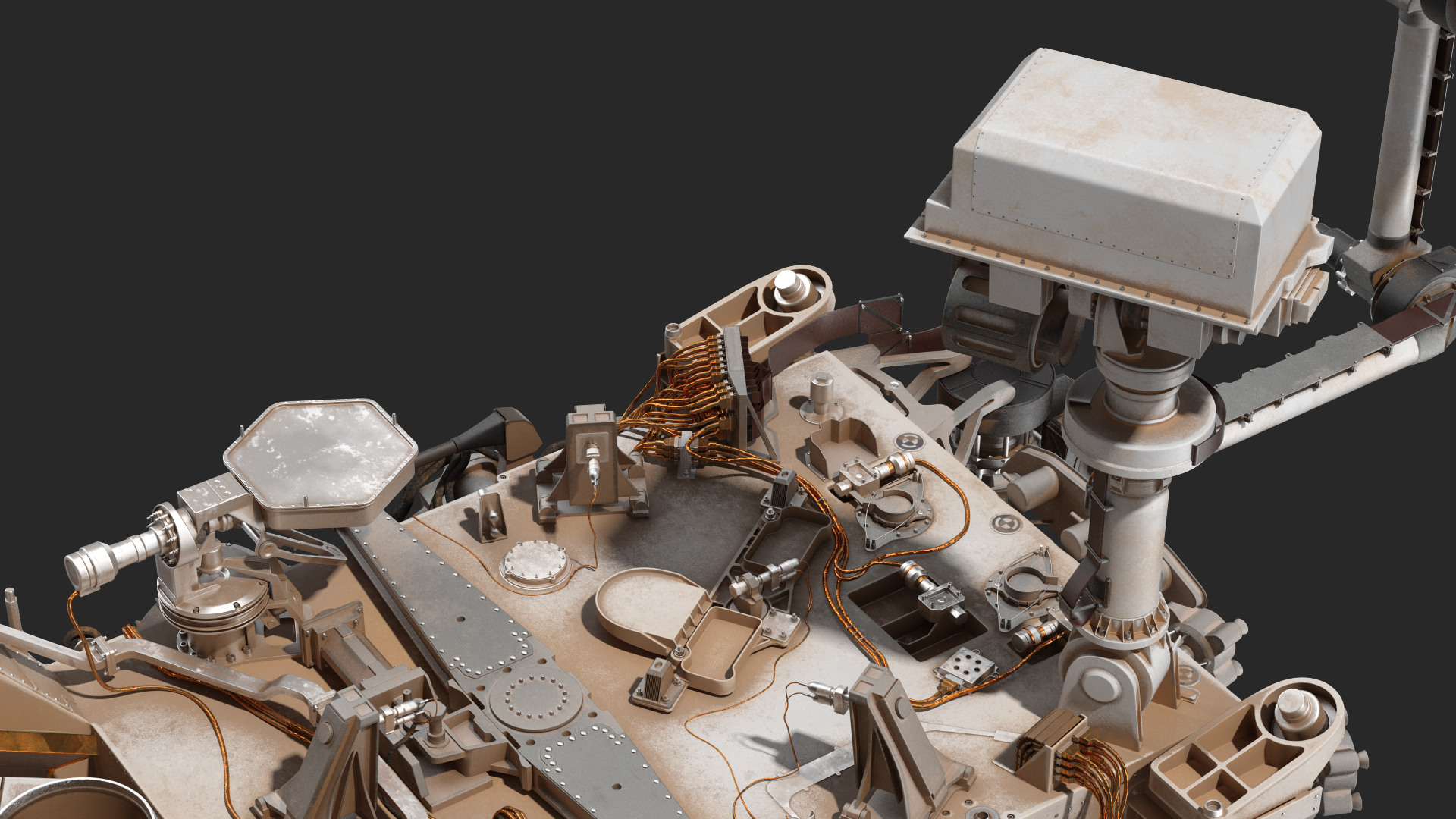 3D Curiosity Mars Rover Dusty