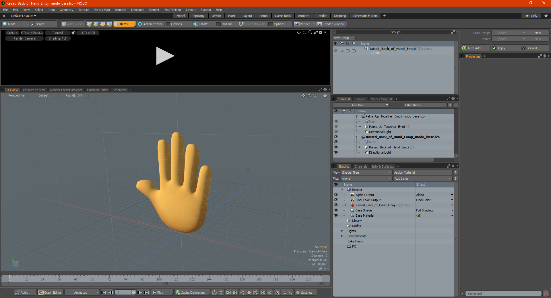 3D model Raised Back of Hand Emoji