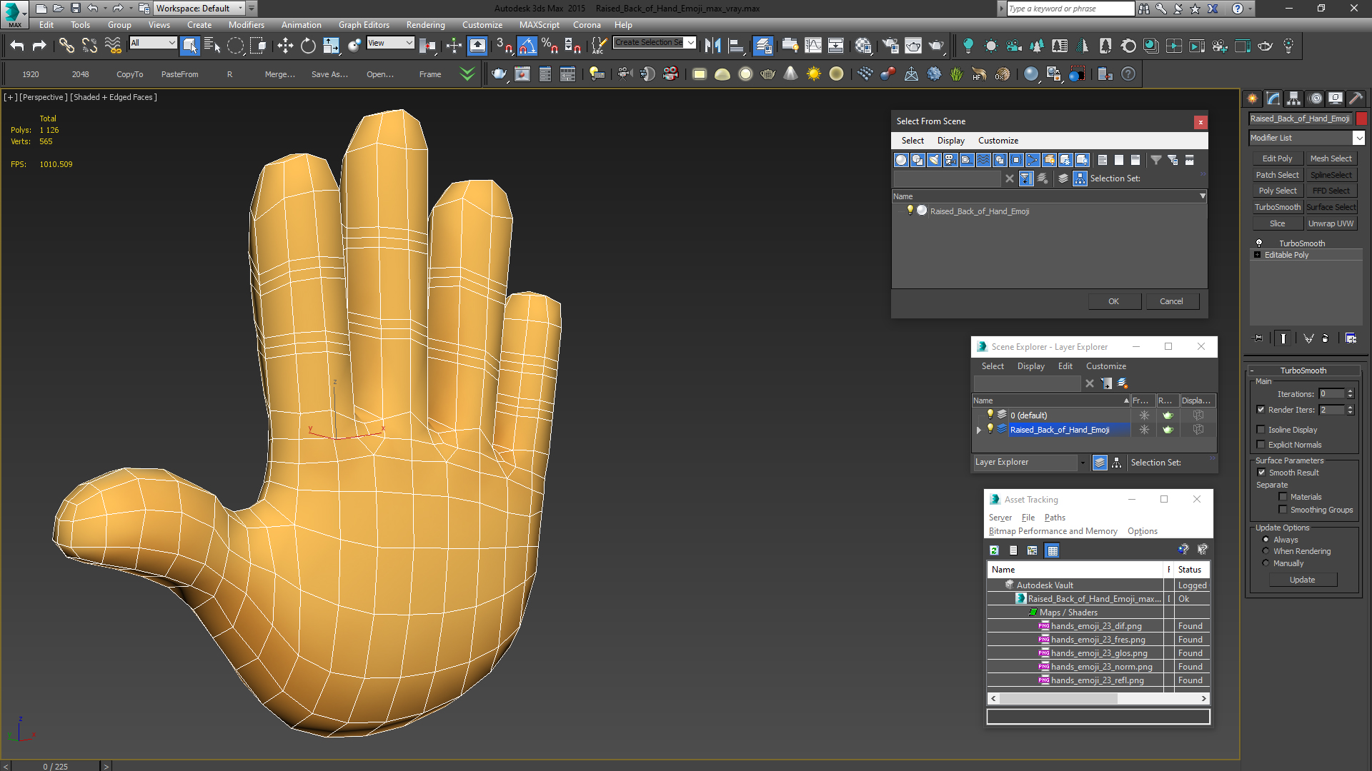 3D model Raised Back of Hand Emoji