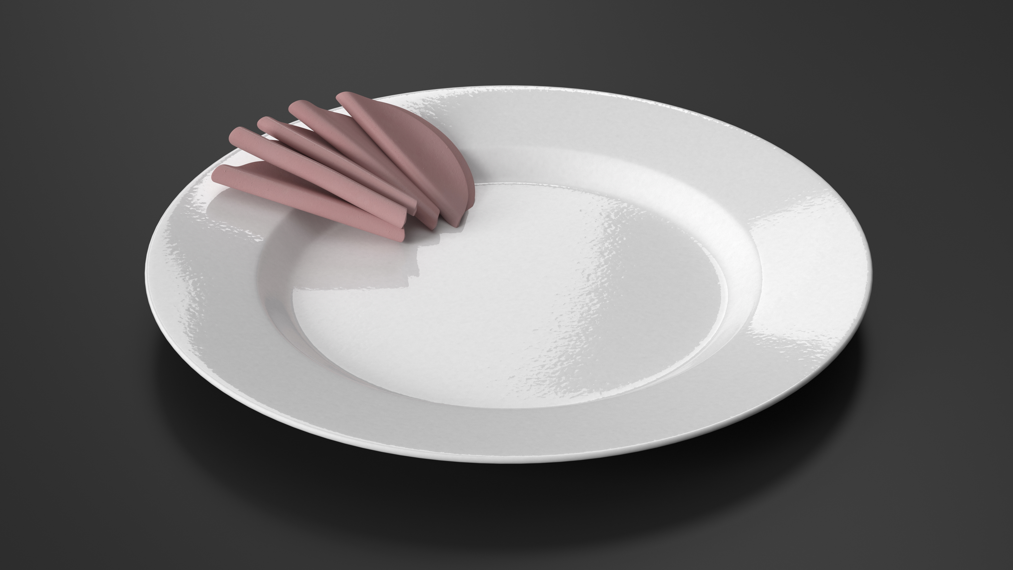 3D Boiled Sausage on Plate model