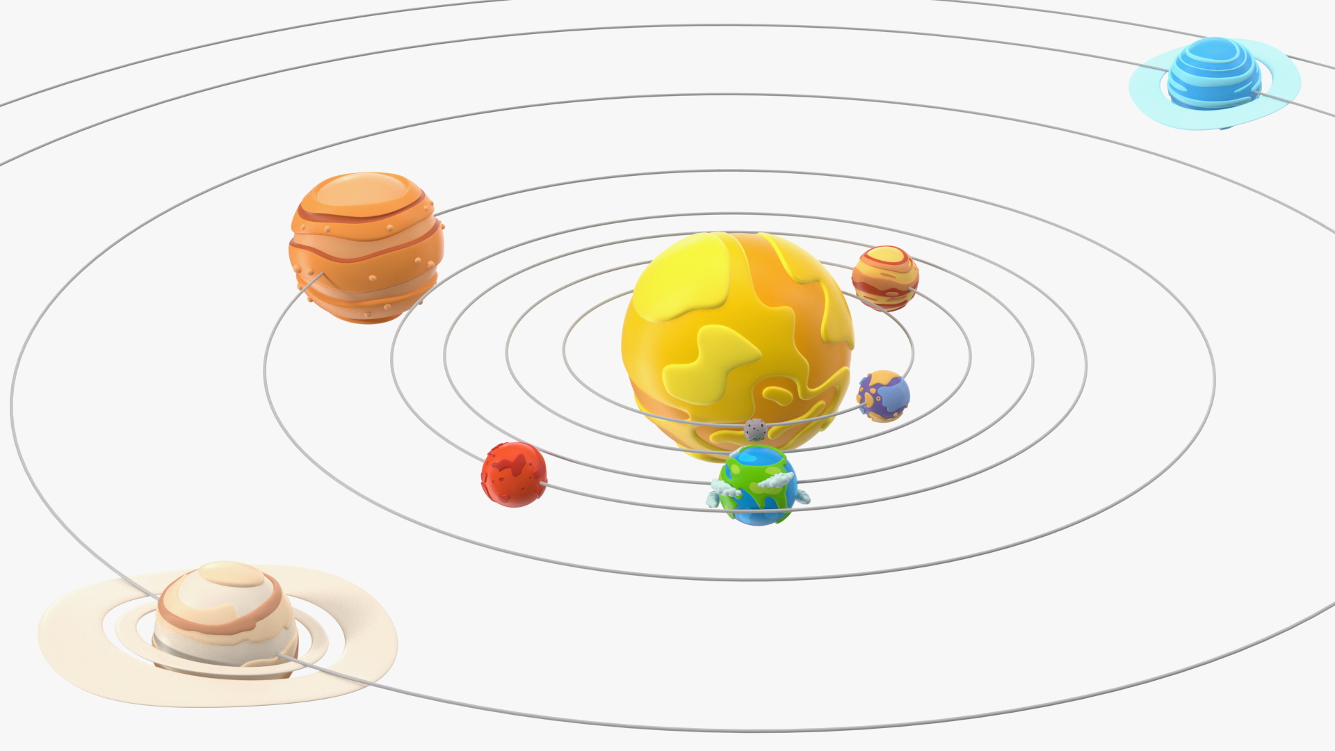 3D model Cartoon Solar System