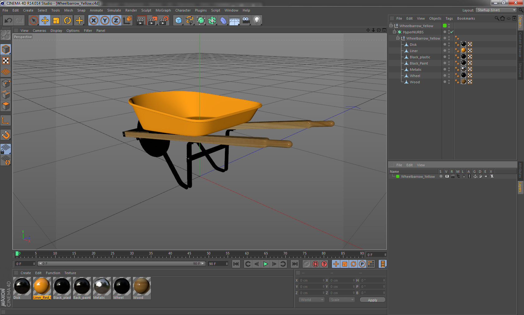 3D Wheelbarrow Yellow model