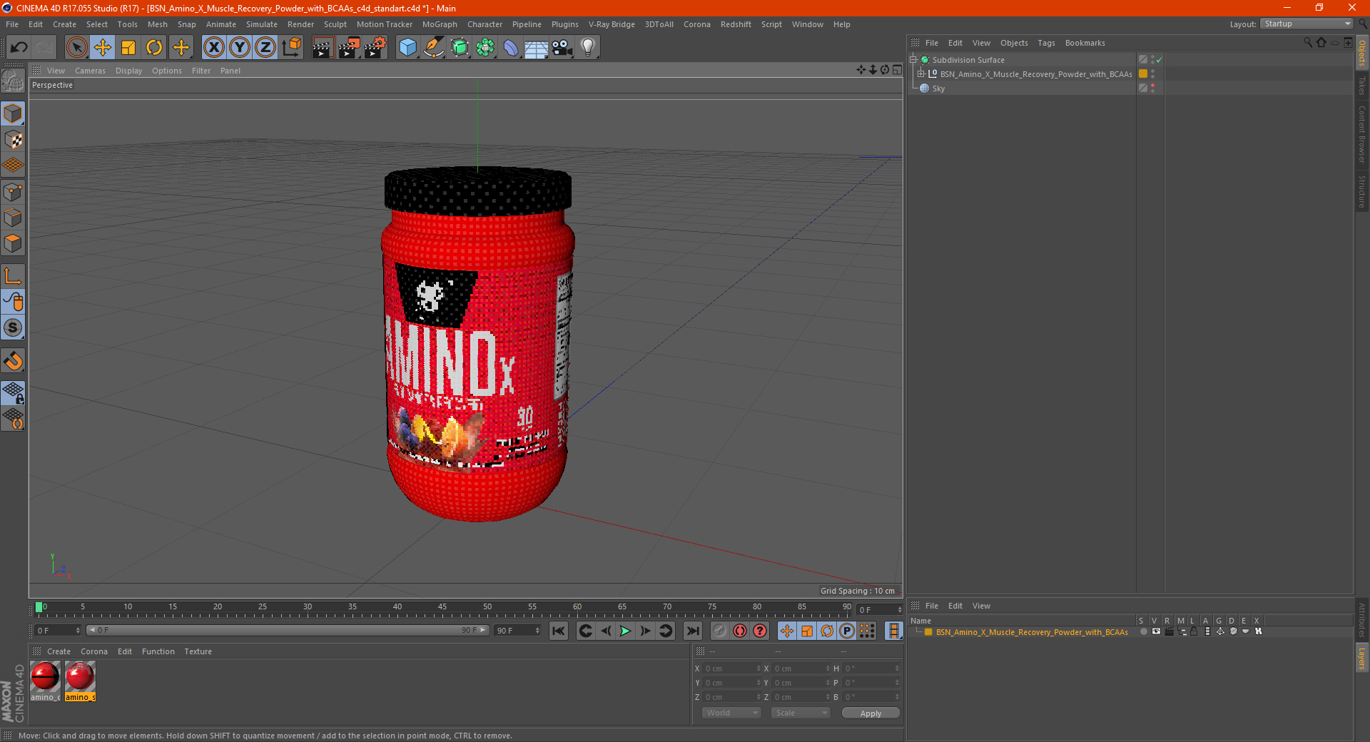 3D model BSN Amino X Muscle Recovery Powder with BCAAs