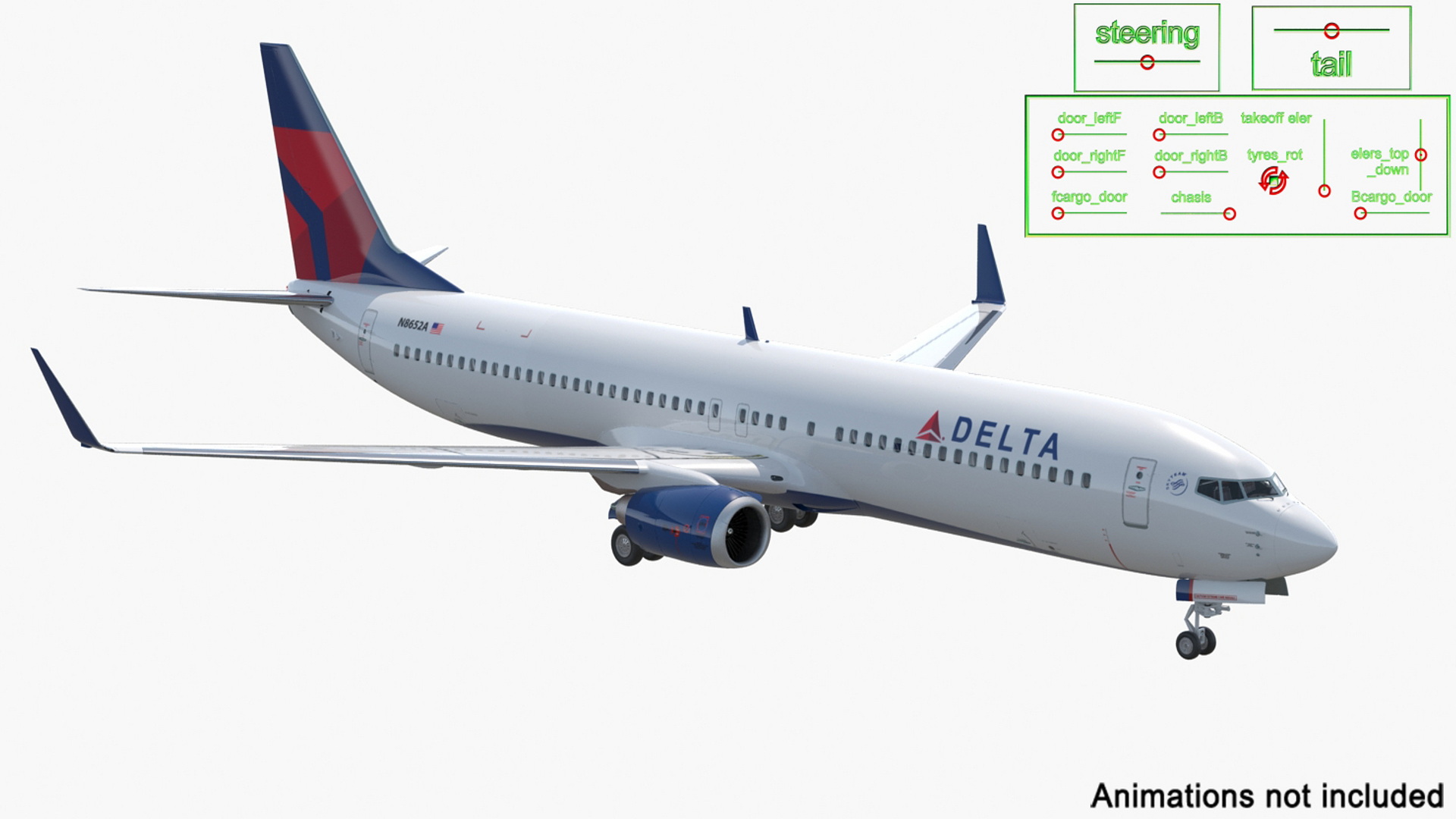 3D Delta Air Lines Boeing 737-900 with Interior Rigged