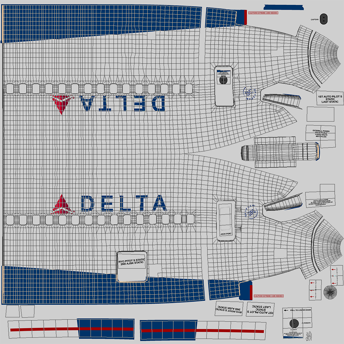 3D Delta Air Lines Boeing 737-900 with Interior Rigged