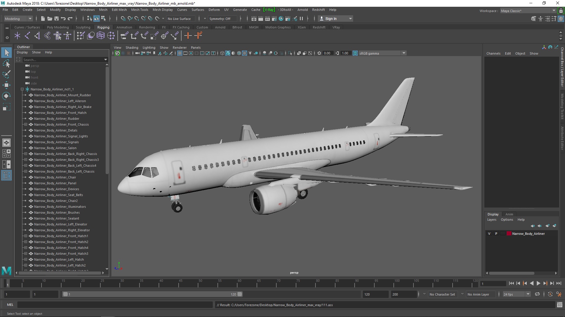 3D model Narrow Body Airliner