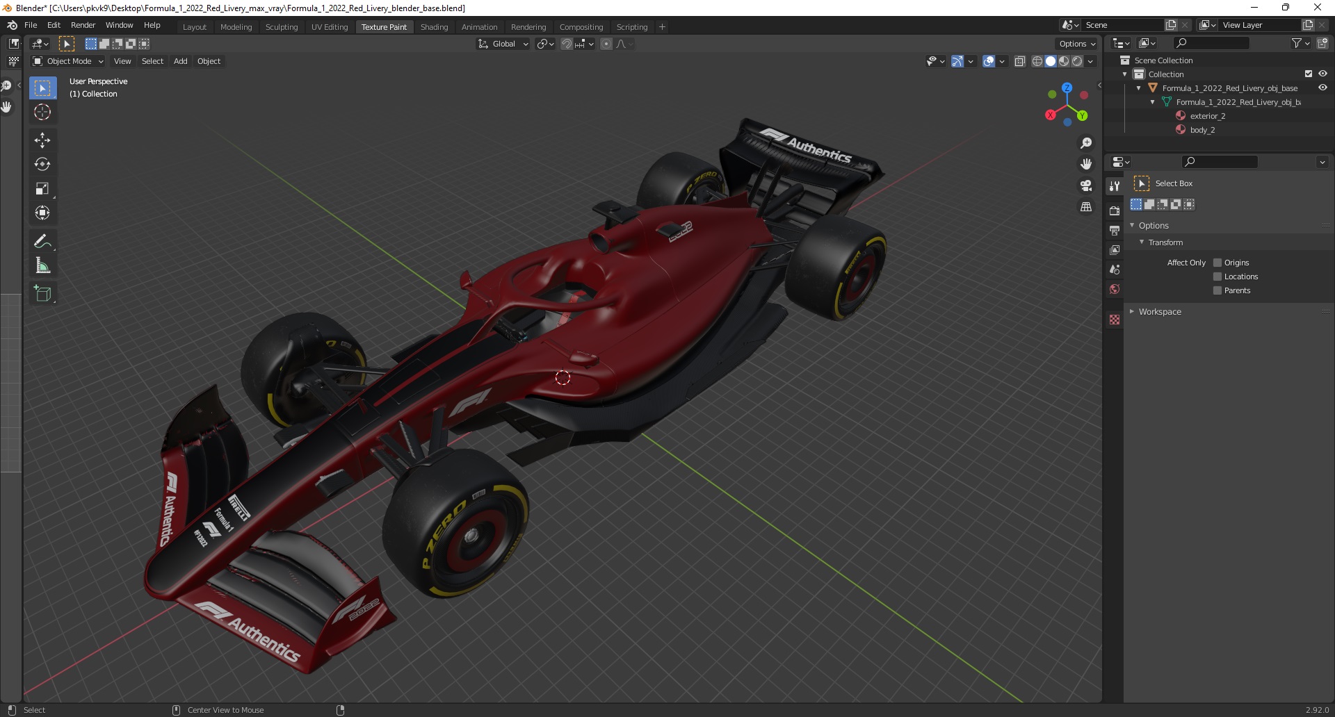 3D model Formula 1 2022 Red Livery