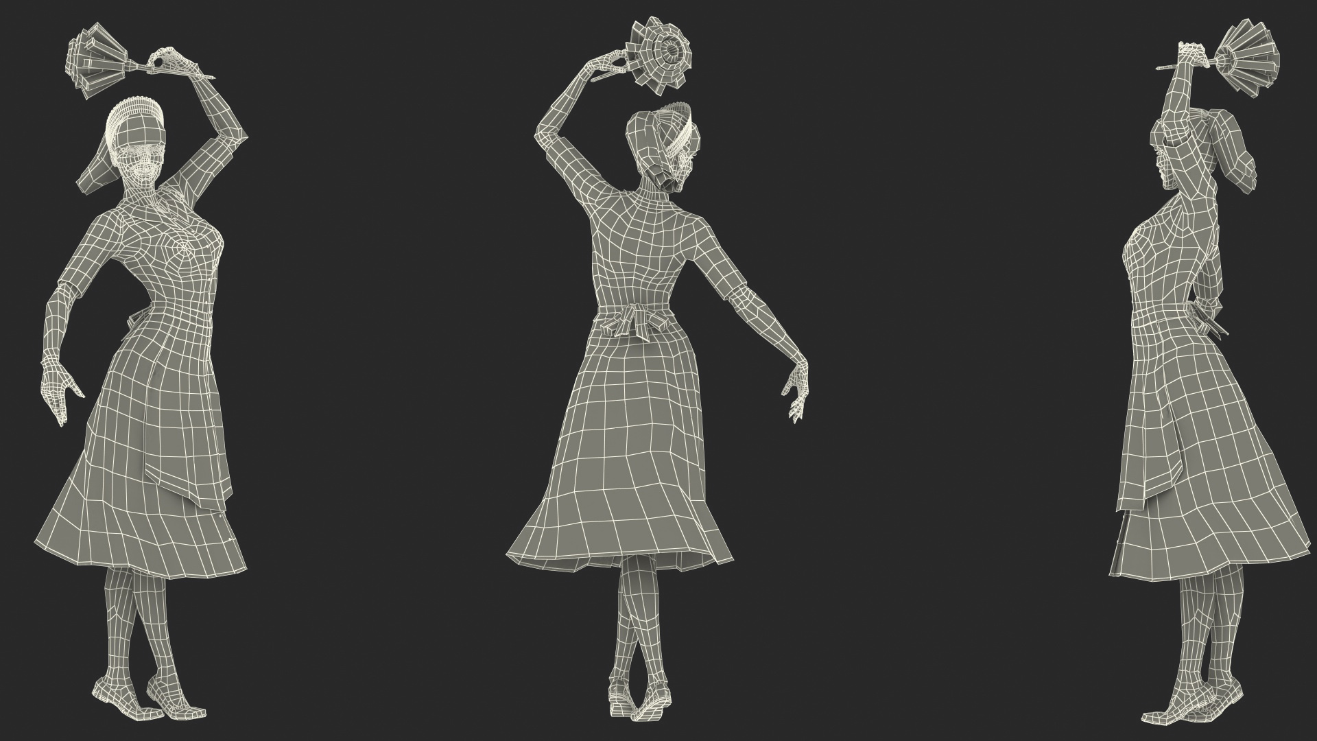 3D model Maid in Uniform with Feather Duster