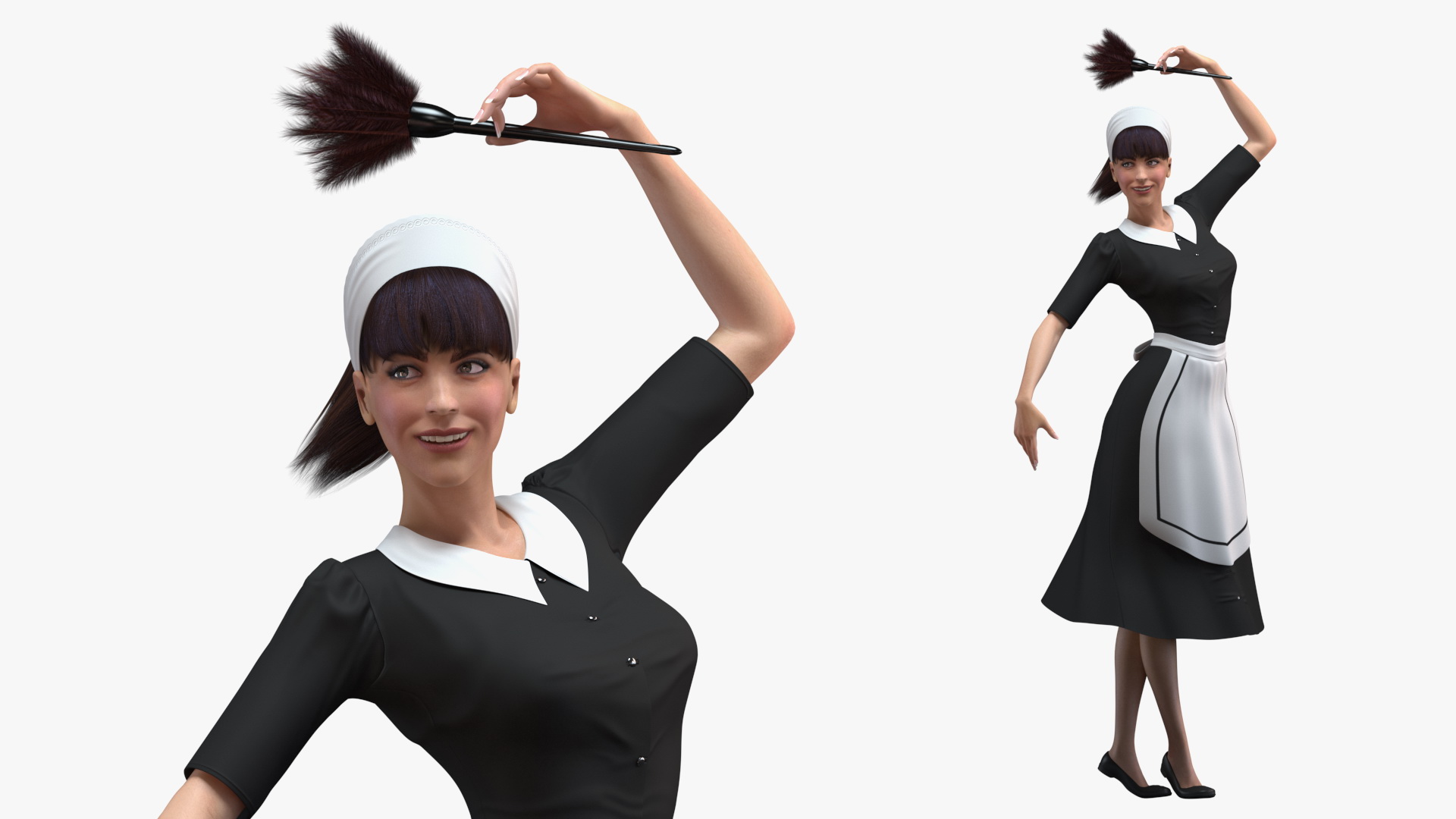 3D model Maid in Uniform with Feather Duster