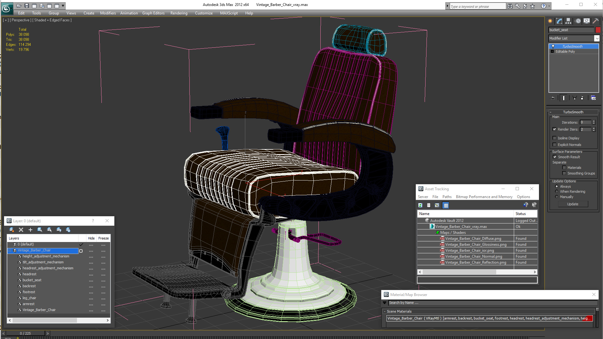 3D model Vintage Barber Chair