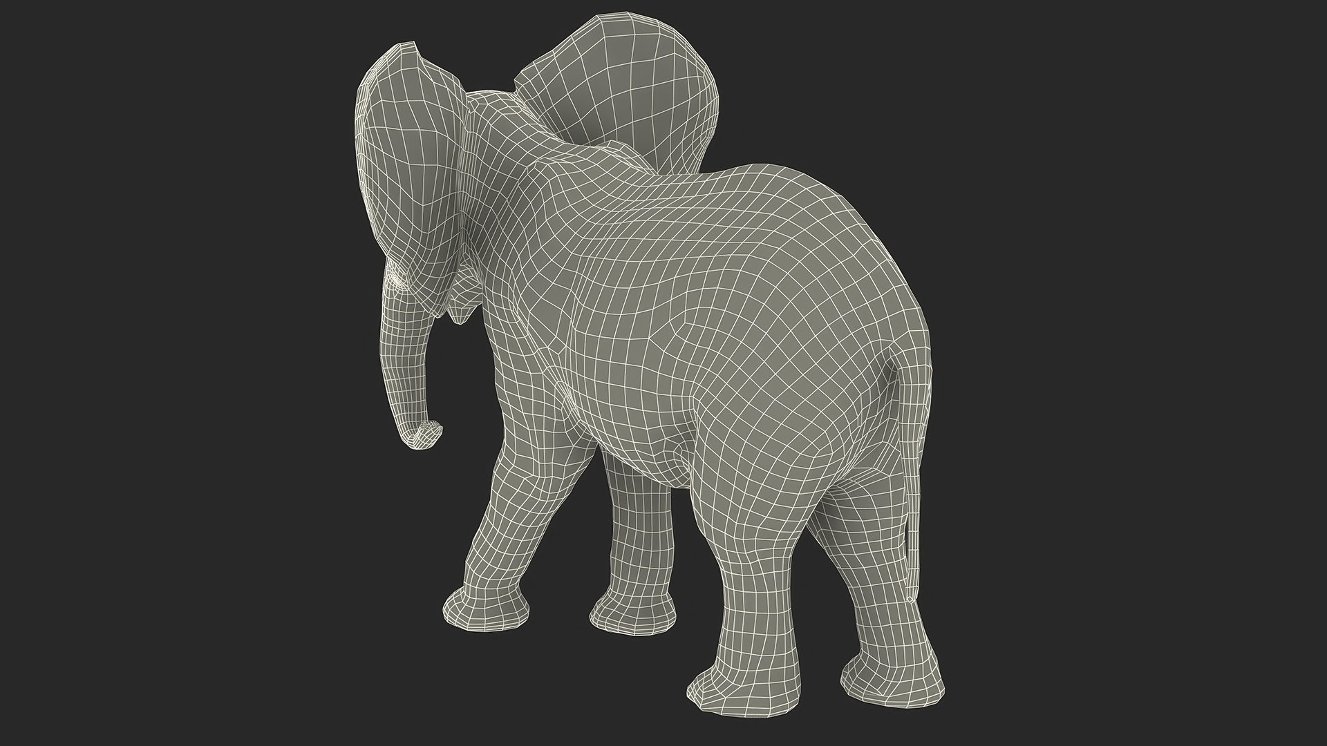 3D Young Elephant Walking with Fur